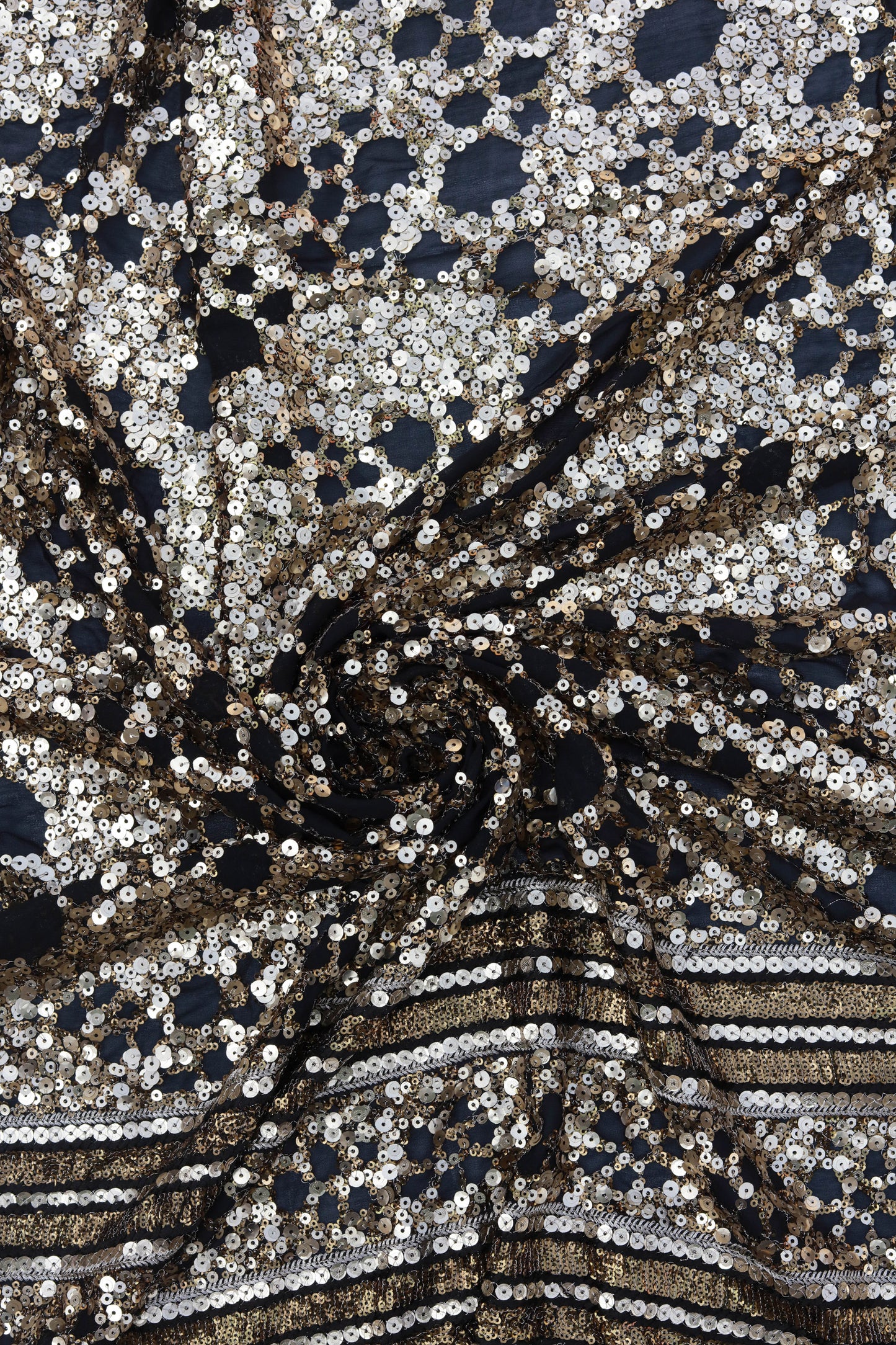 Gold Embellished Floral Sequin Fabric