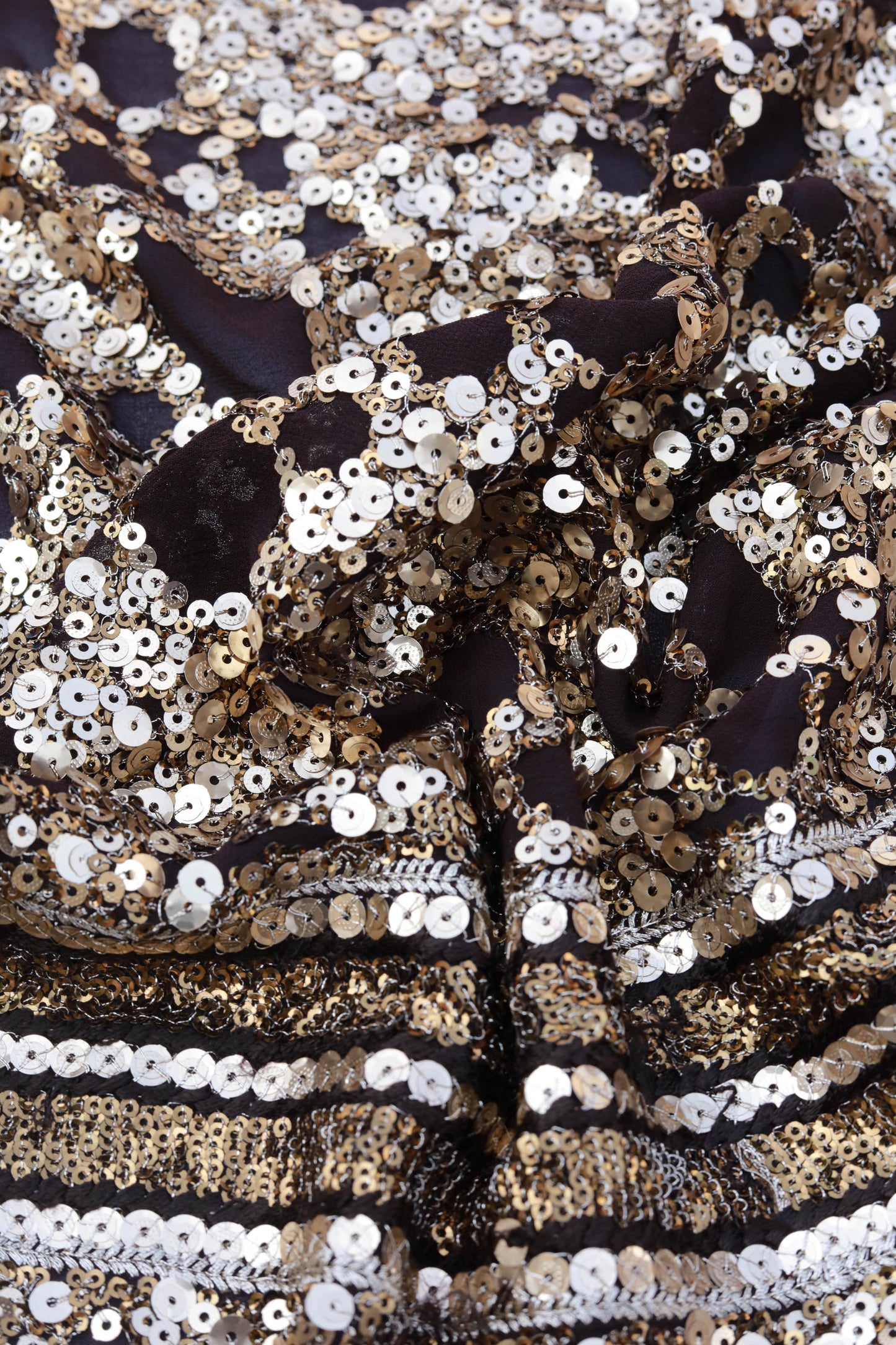 Gold Embellished Floral Sequin Fabric