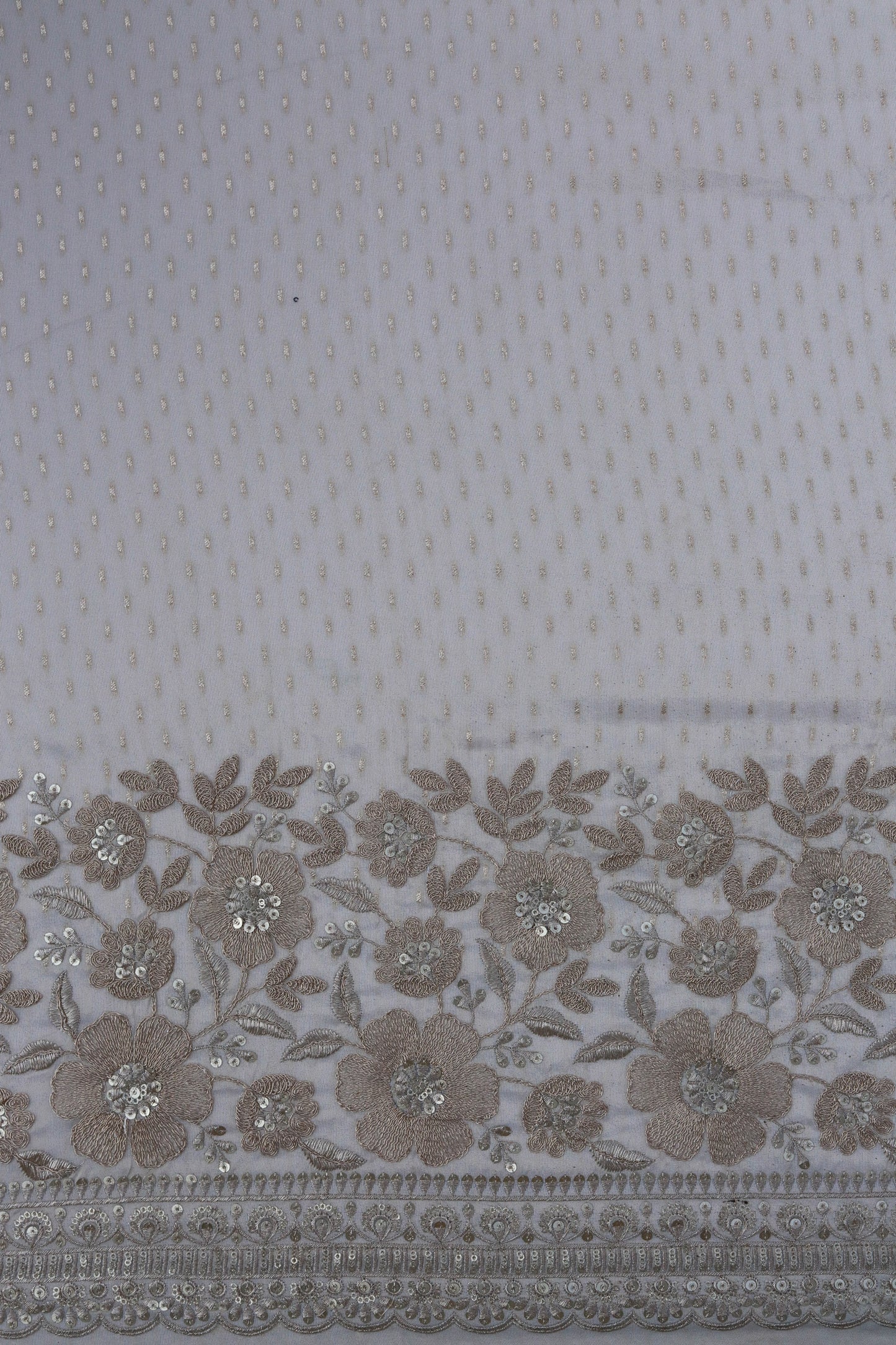 Banarasi Tissue Floral Embroidered Fabric with Sequins