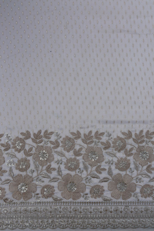 Banarasi Tissue Floral Embroidered Fabric with Sequins