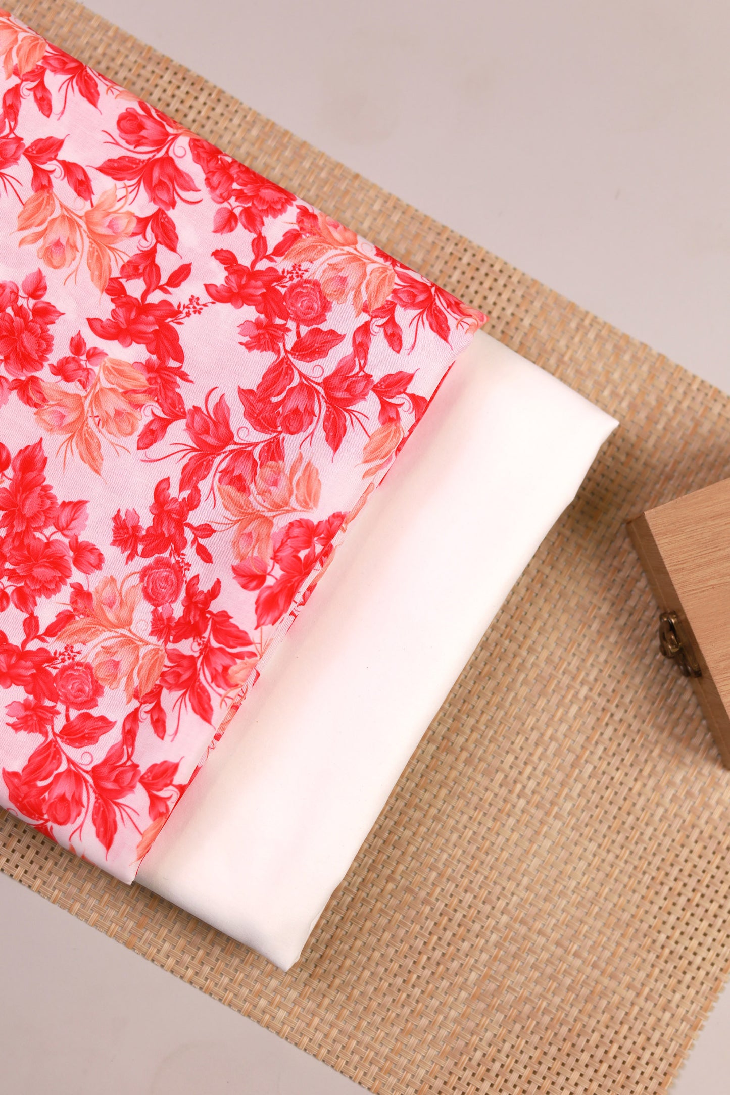 Scarlet Bloom Unstitched Fabric Combo