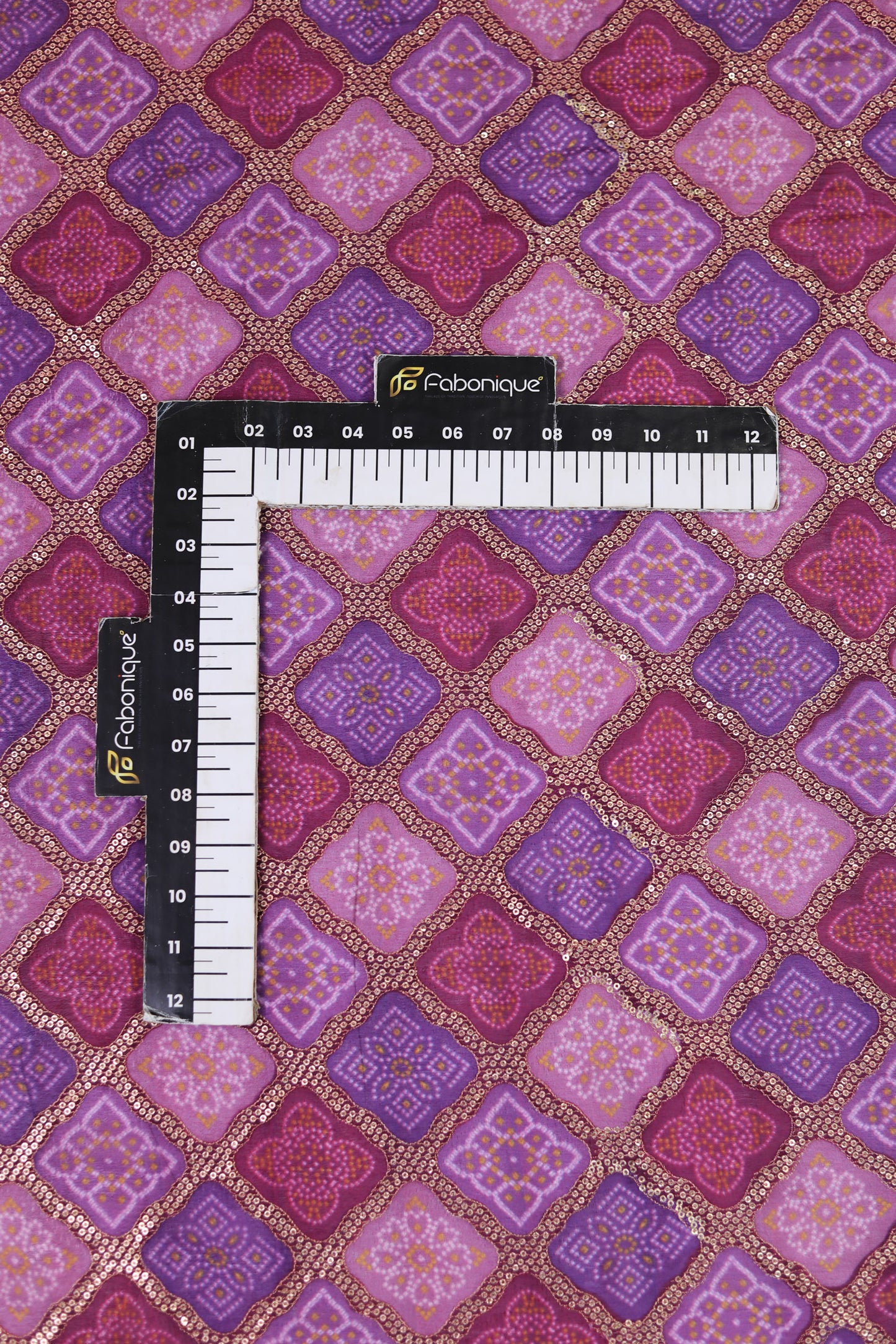 Purple Orchid Luxe Embroidered Viscose Dola Fabric