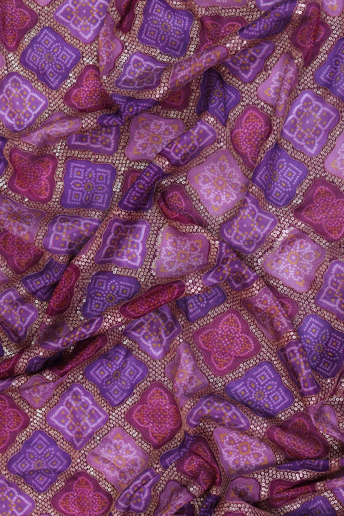 Purple Orchid Luxe Embroidered Viscose Dola Fabric