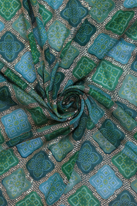 Green Orchid Luxe Embroidered Viscose Dola Fabric