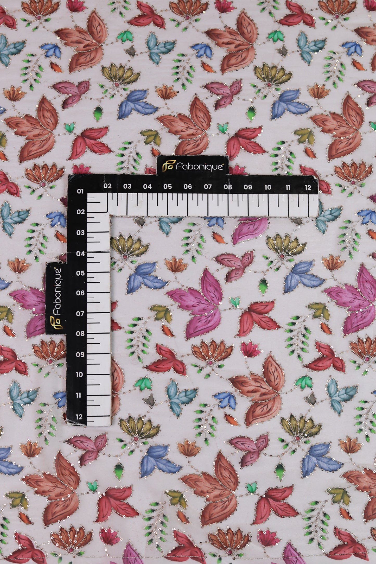 Pastel Bloom Sequin Embroidered Georgette Fabric