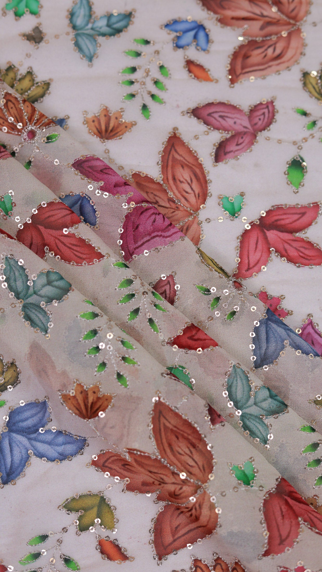 Pastel Bloom Sequin Embroidered Georgette Fabric