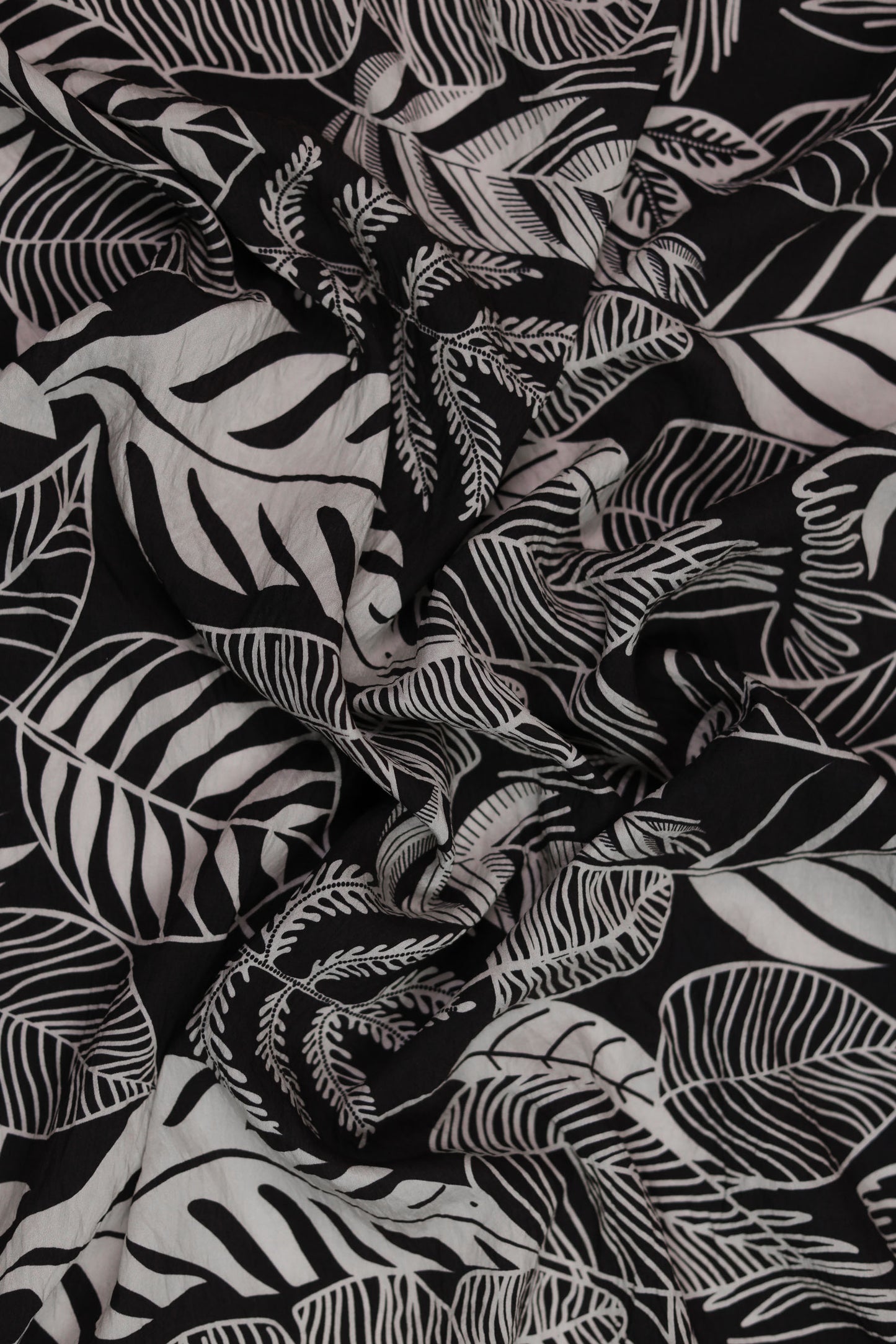 Autumn Fern Tropical Leaf Viscose Blend Fabric