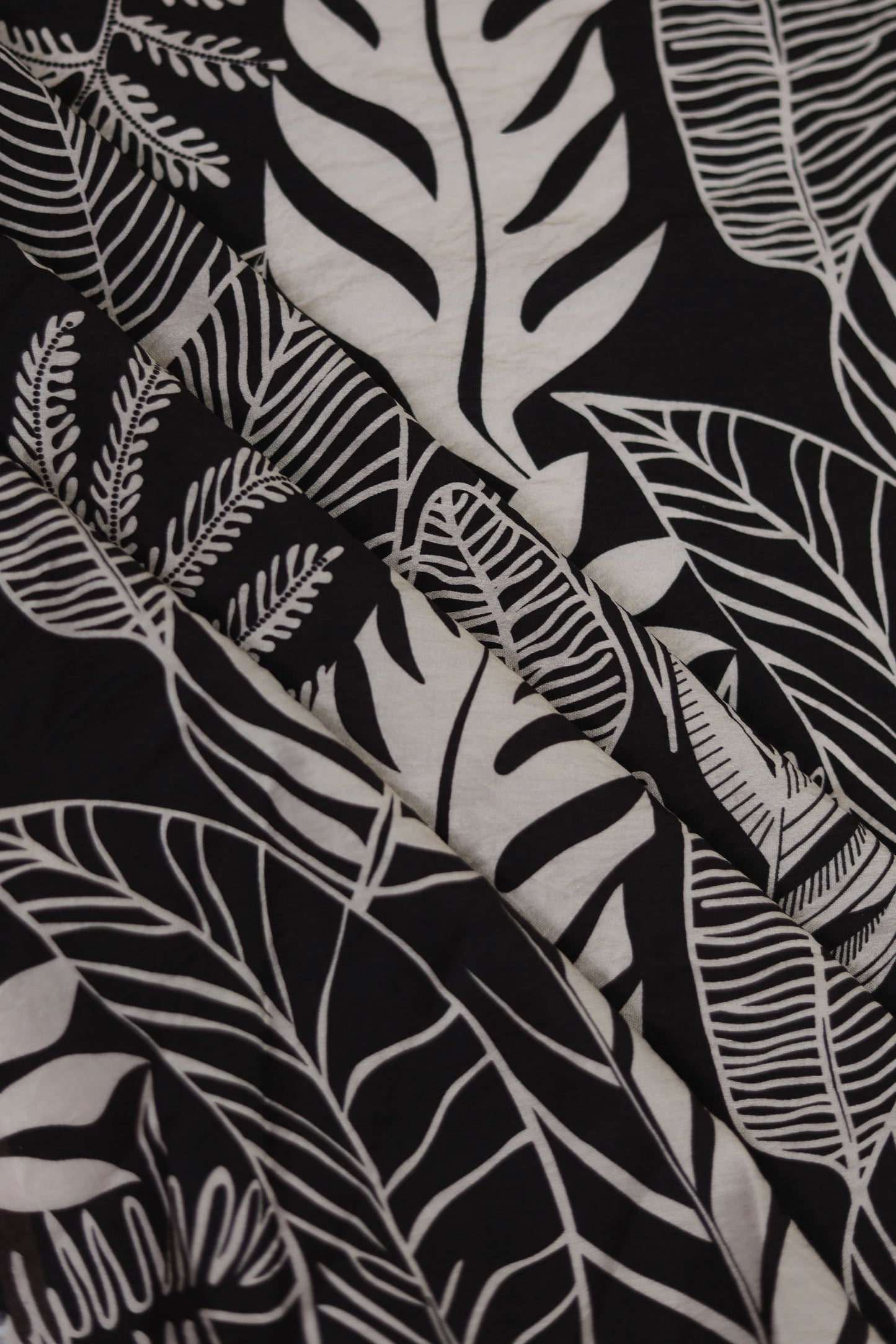 Autumn Fern Tropical Leaf Viscose Blend Fabric