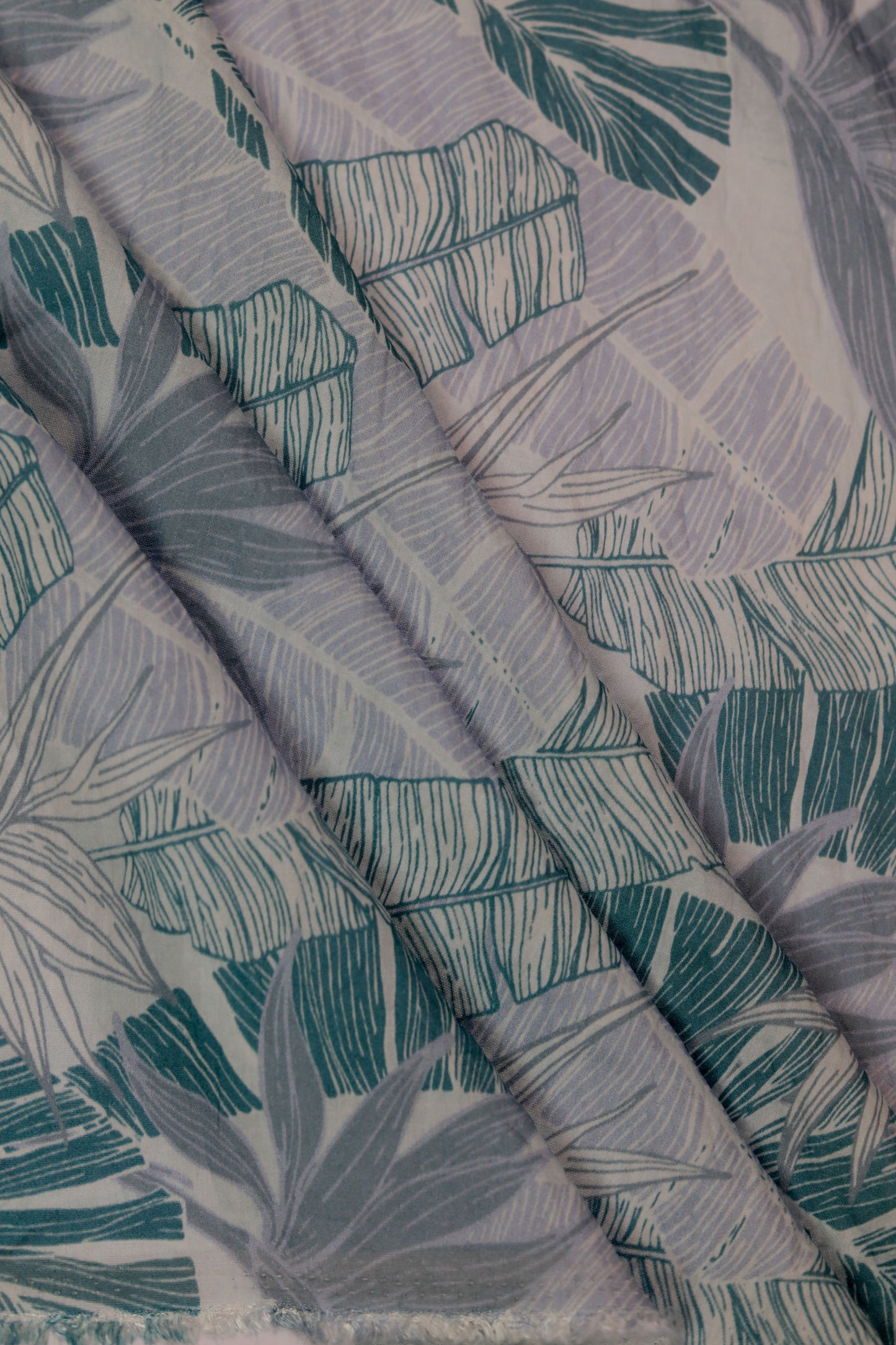 Sage Palm Tropical Viscose Nylon Fabric