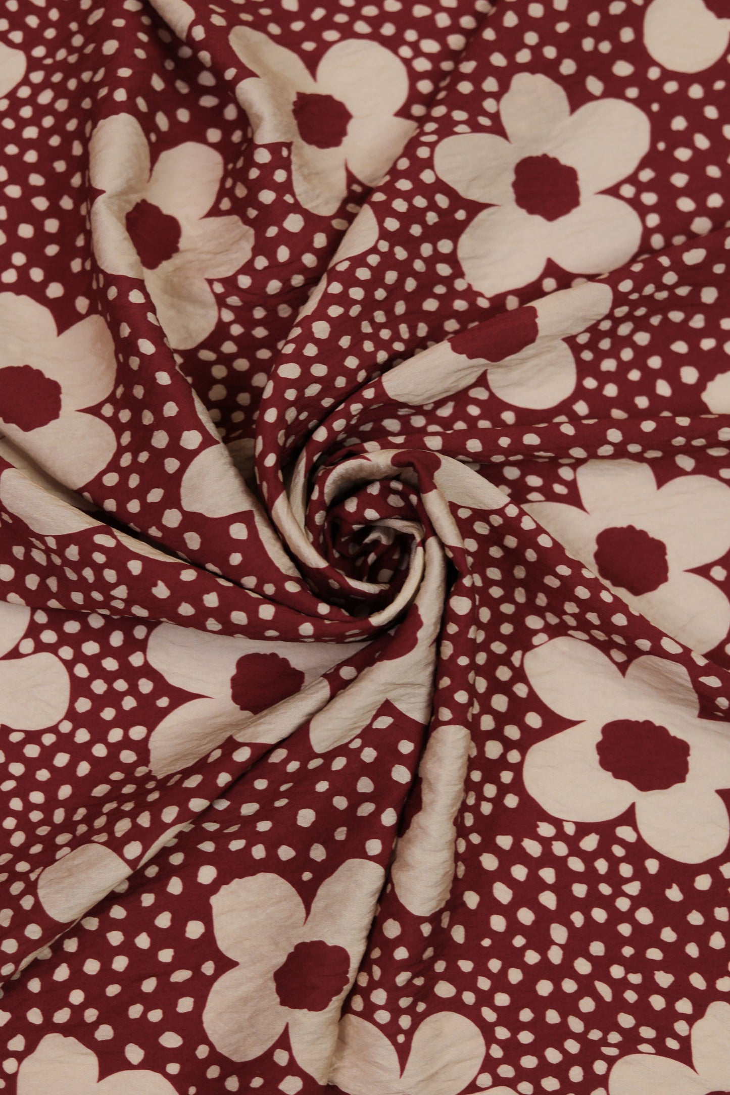 Blush Blossom Floral Dot Viscose Blend Fabric