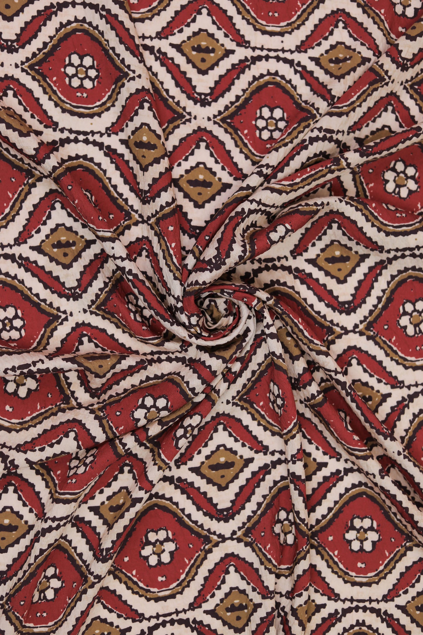 Mystic Ikat Geometric Printed Viscose Blend Fabric