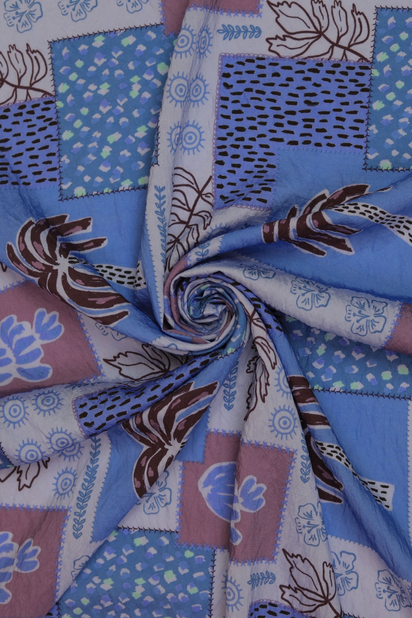 Garden Carnival Patchwork Viscose Blend Fabric