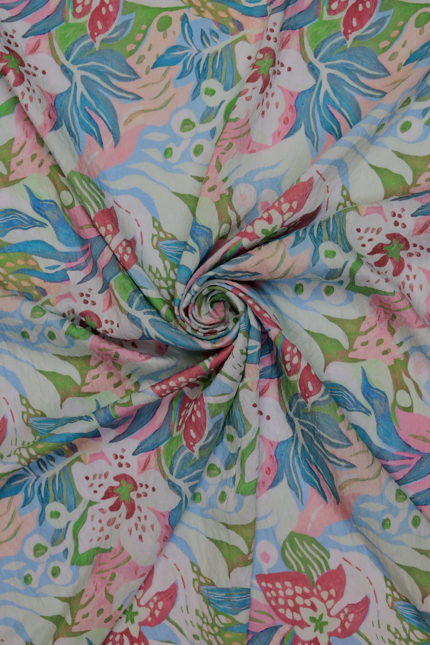 Blooming Breeze Tropical Viscose Blend Fabric