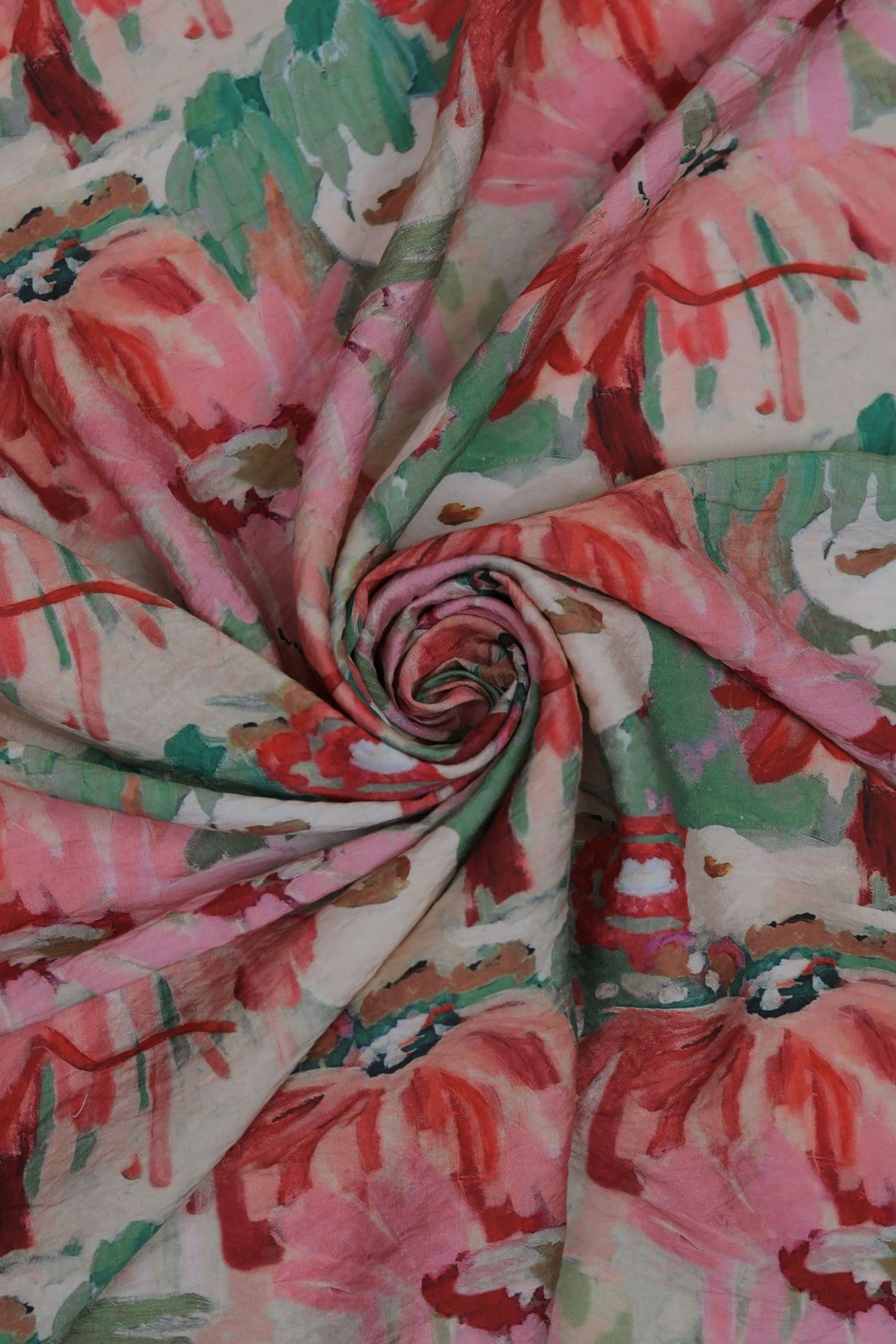 Soft Brushstroke Viscose Nylon Printed Fabric