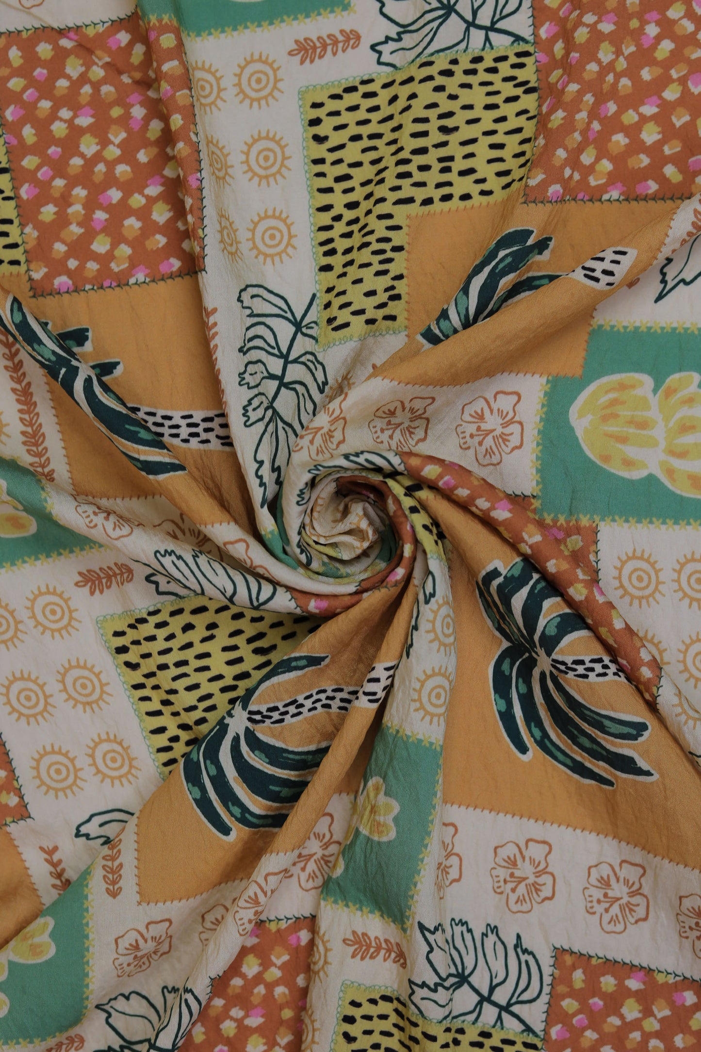 Garden Carnival Patchwork Viscose Blend Fabric
