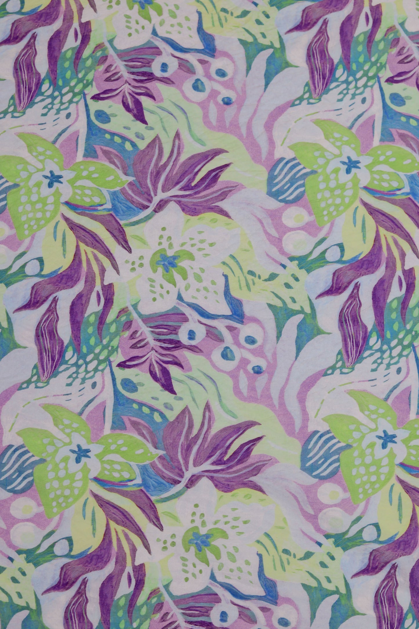 Blooming Breeze Tropical Viscose Blend Fabric