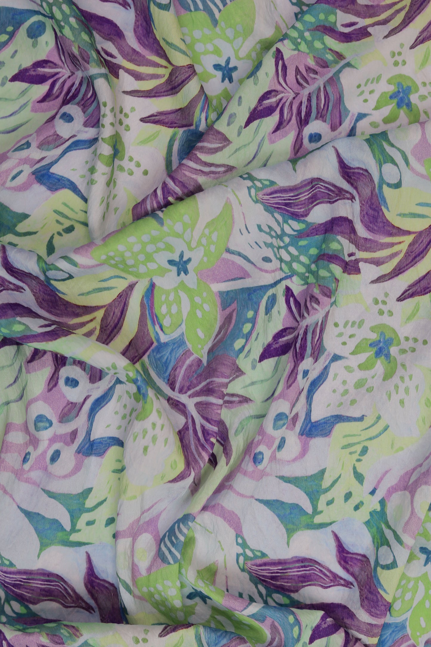 Blooming Breeze Tropical Viscose Blend Fabric