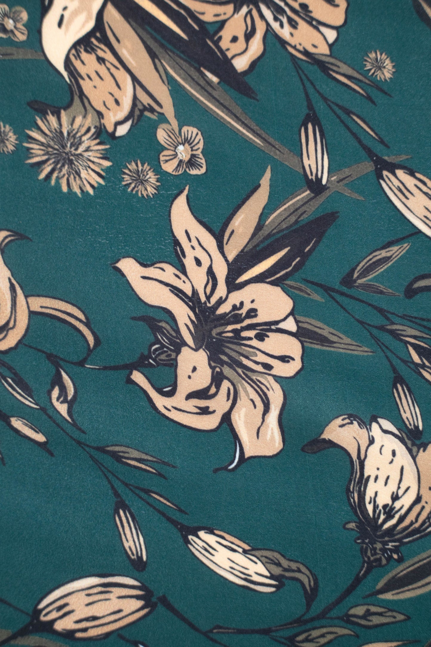 Emerald Bloom Crepe Silk Fabric