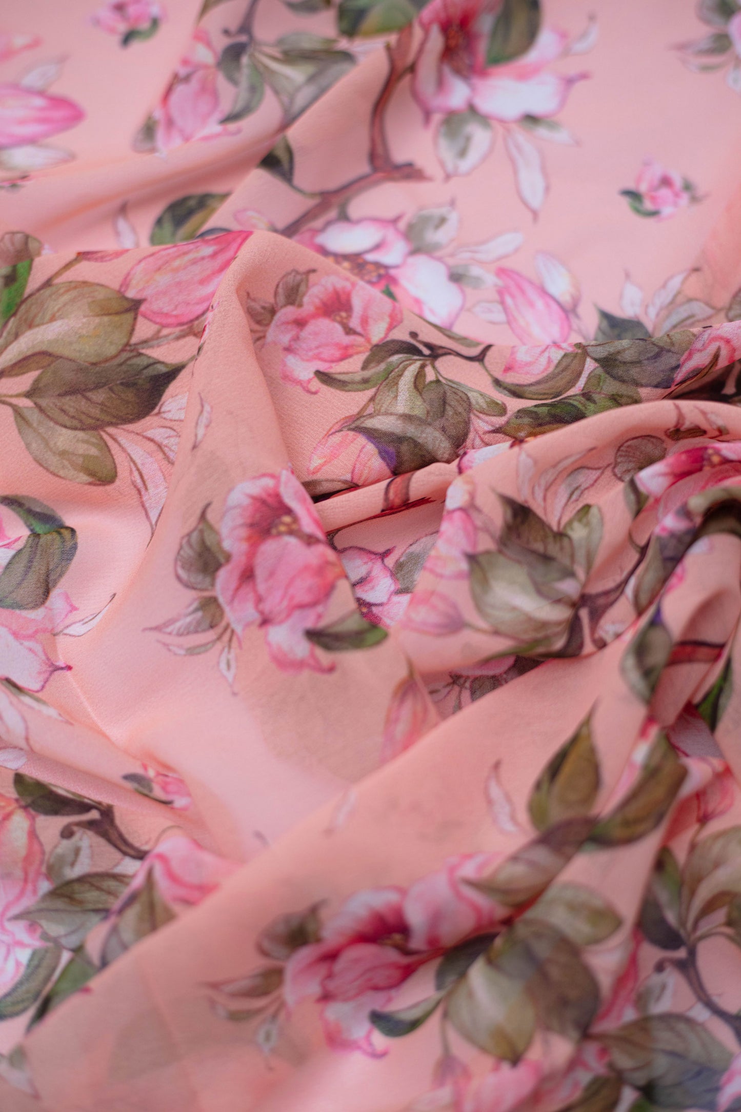 Peach Blossom Weightless Georgette Fabric