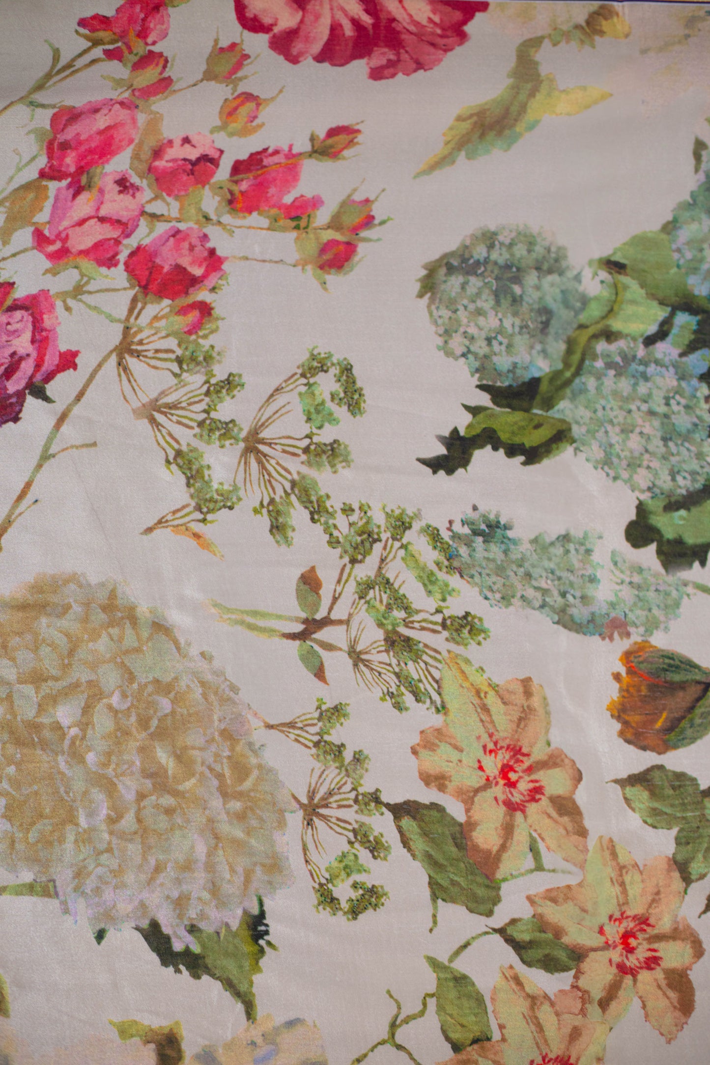 Antique Floral Crepe Silk Fabric
