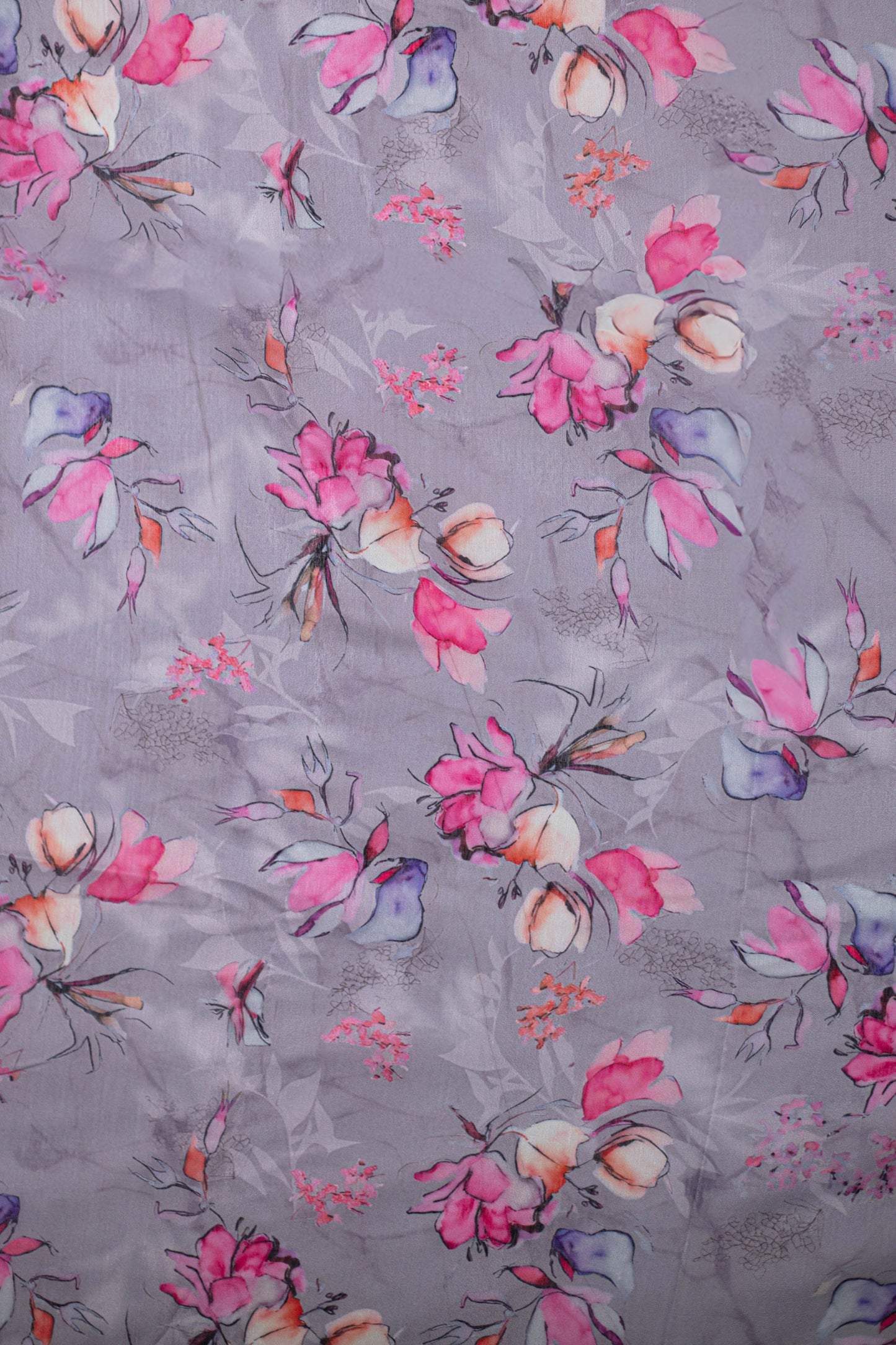 Dusky Petals Printed Chanderi Fabric