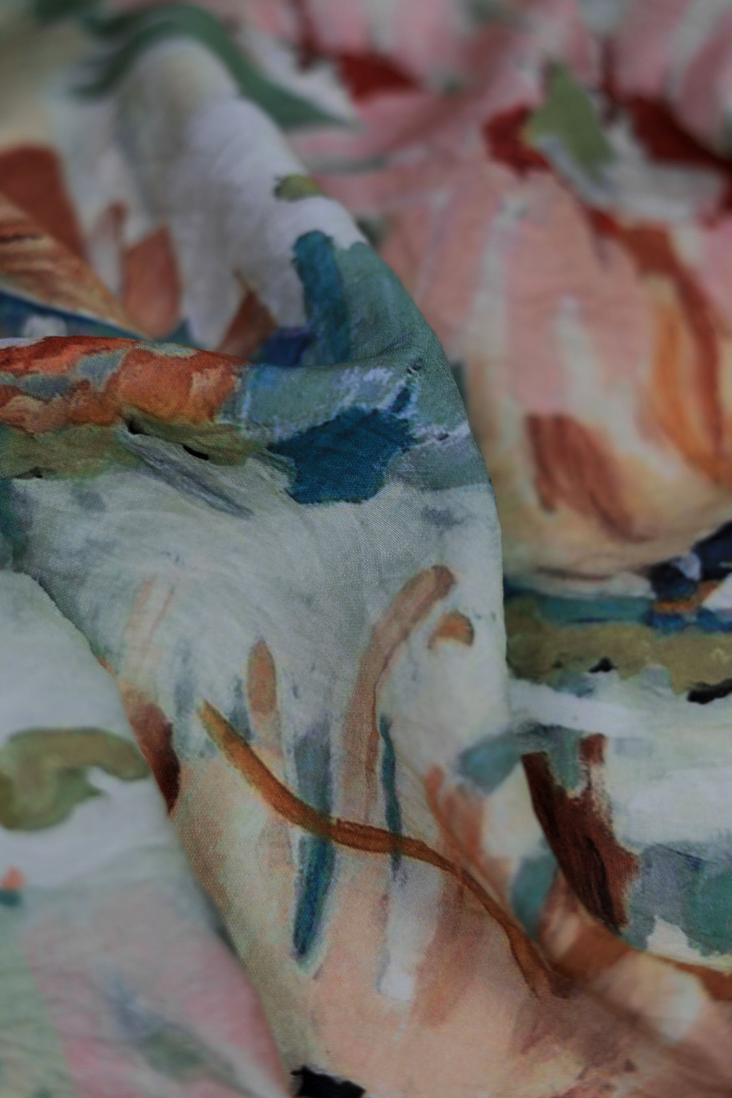 Soft Brushstroke Viscose Nylon Printed Fabric
