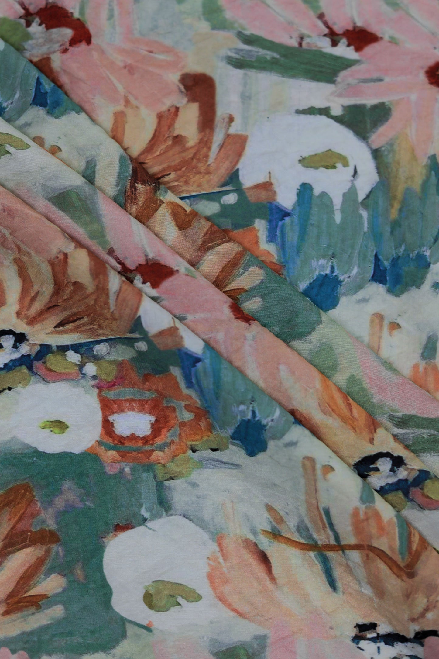 Soft Brushstroke Viscose Nylon Printed Fabric
