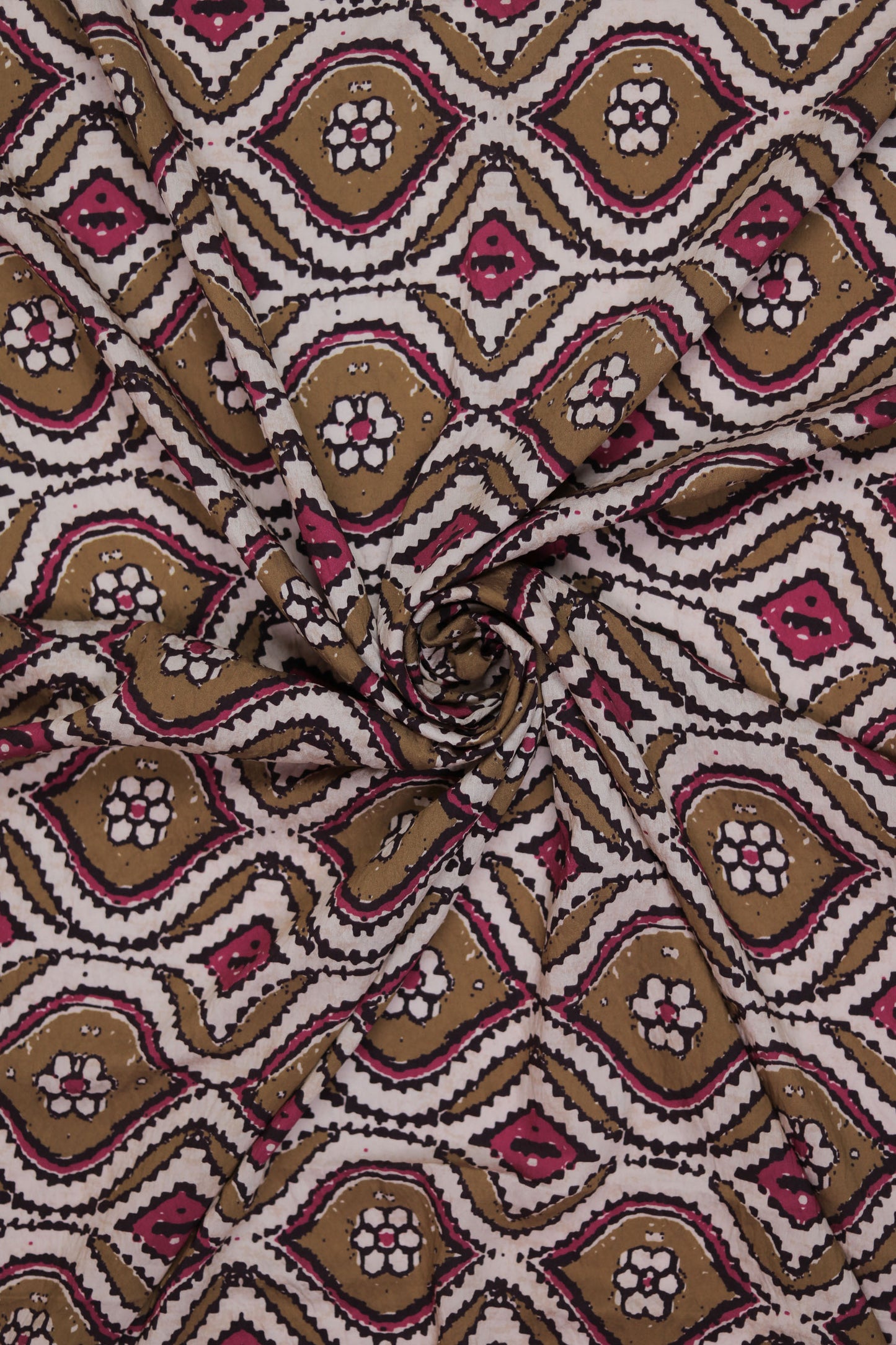 Mystic Ikat Geometric Printed Viscose Blend Fabric