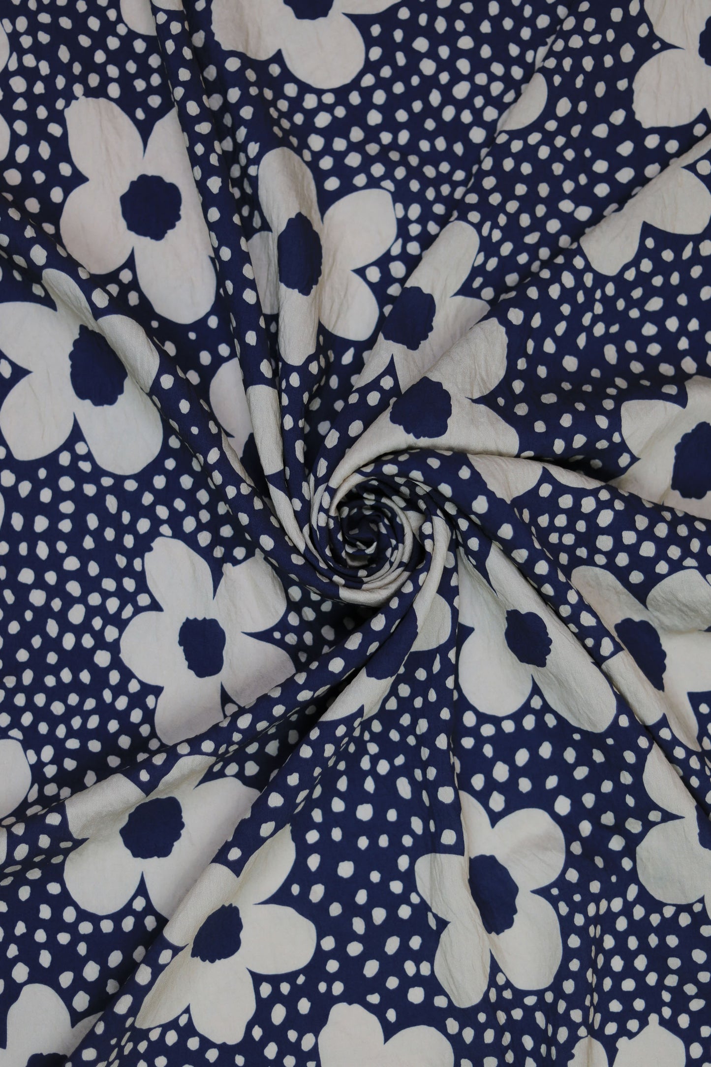 Blush Blossom Floral Dot Viscose Blend Fabric