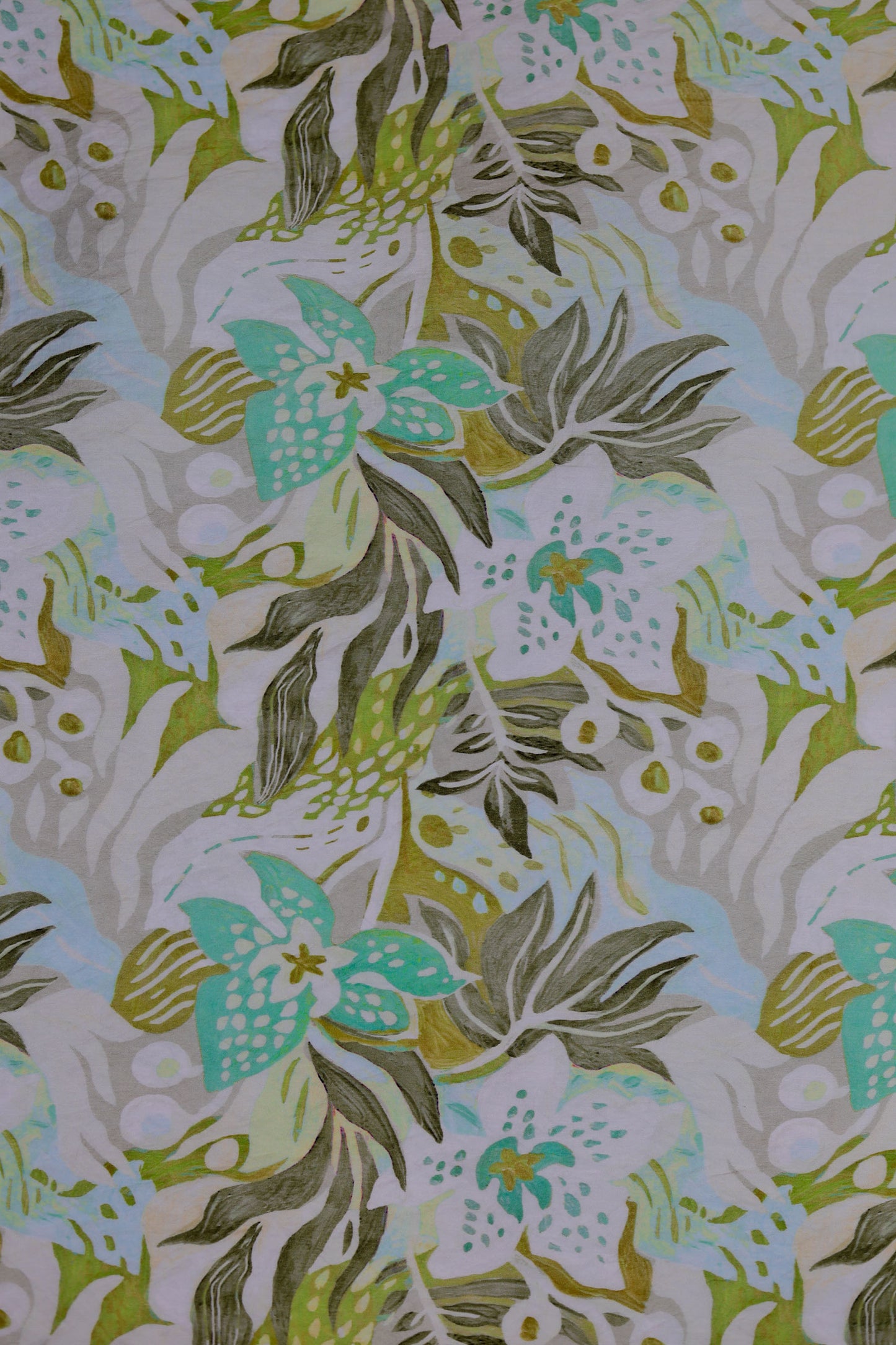Blooming Breeze Tropical Viscose Blend Fabric
