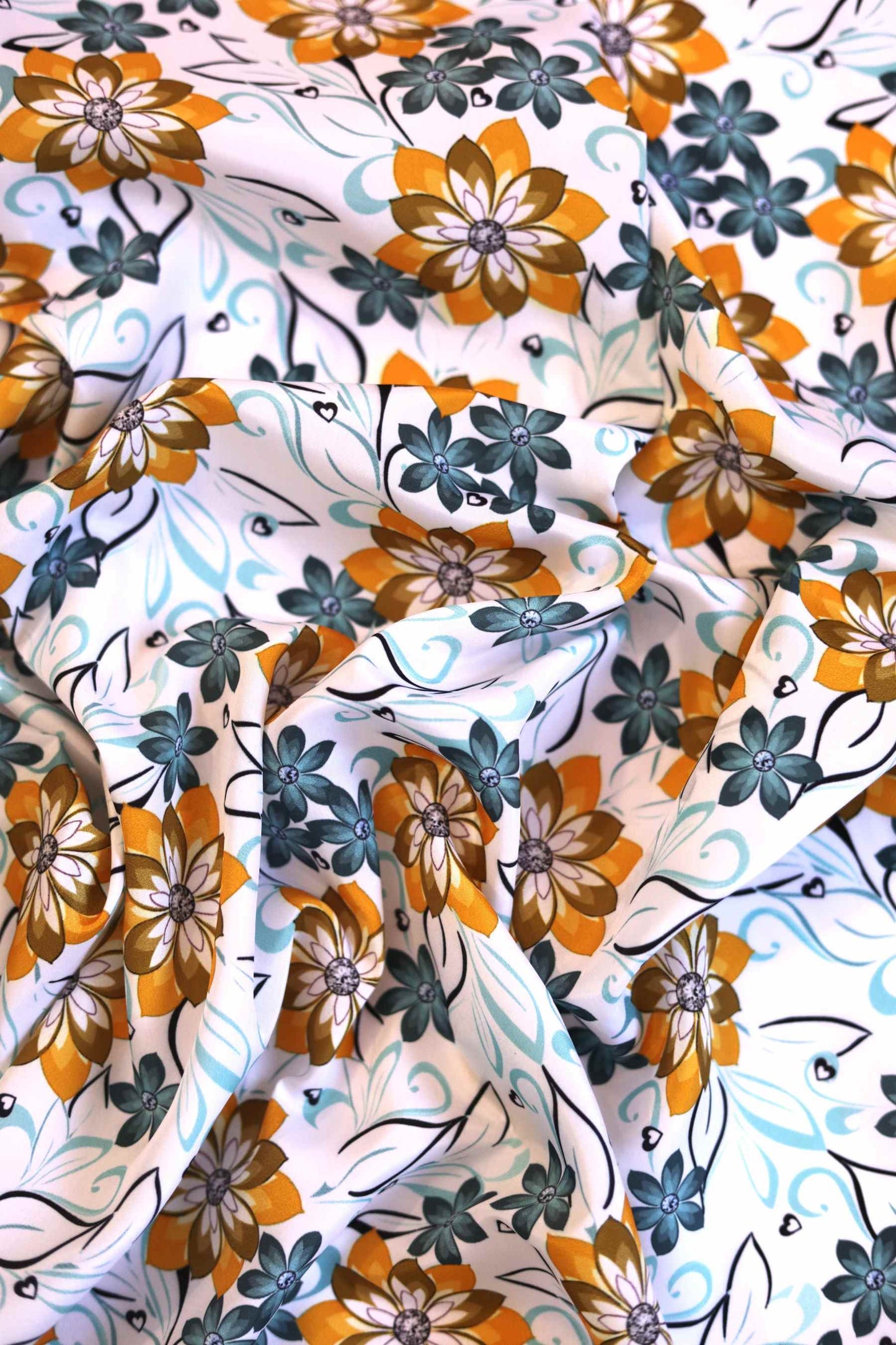 Amber Blossom French Crepe Fabric