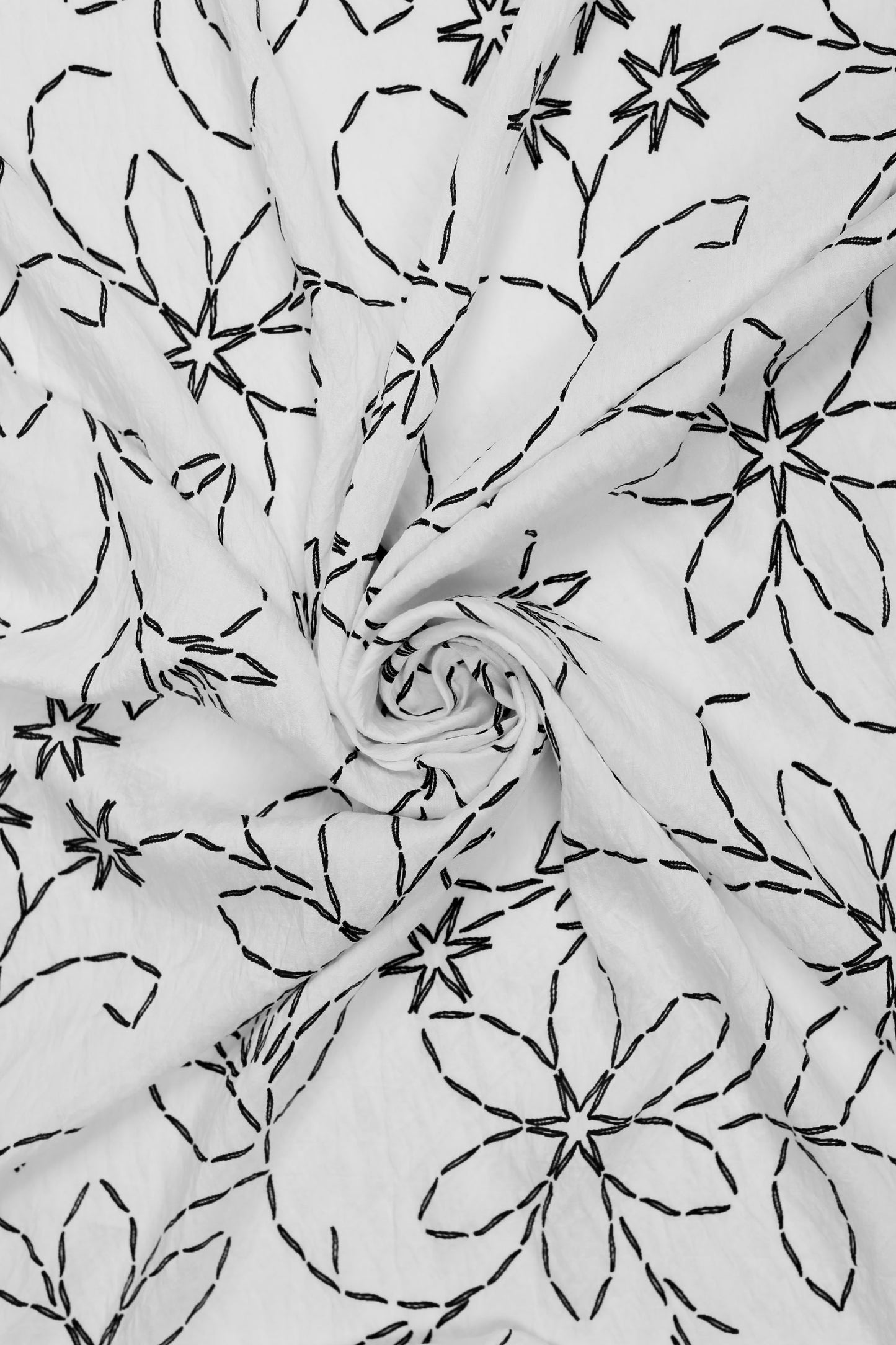 Noir Embroidery Floral Viscose Blend Fabric