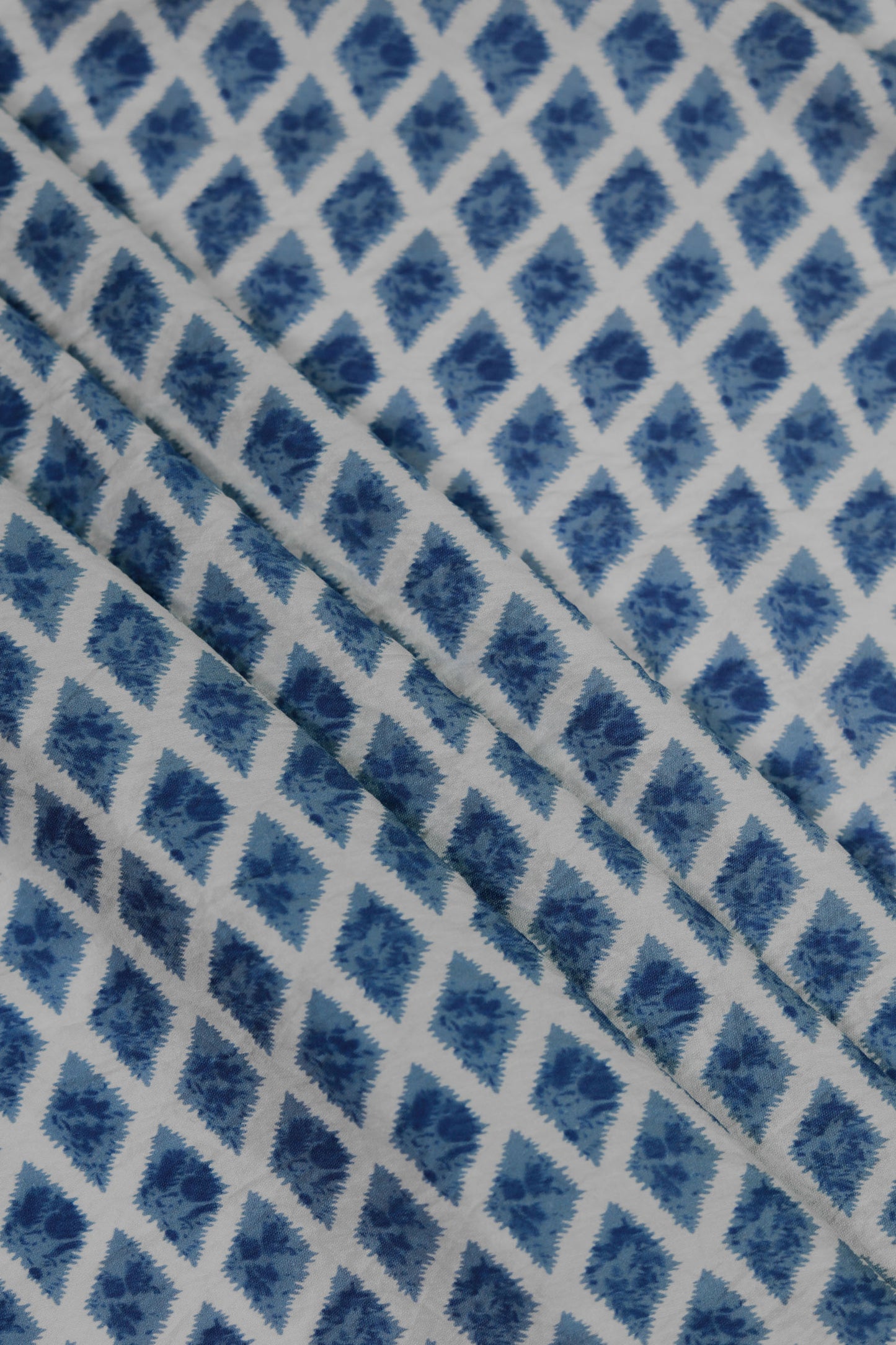 Diamond Drift Indigo Ikat Viscose Fabric