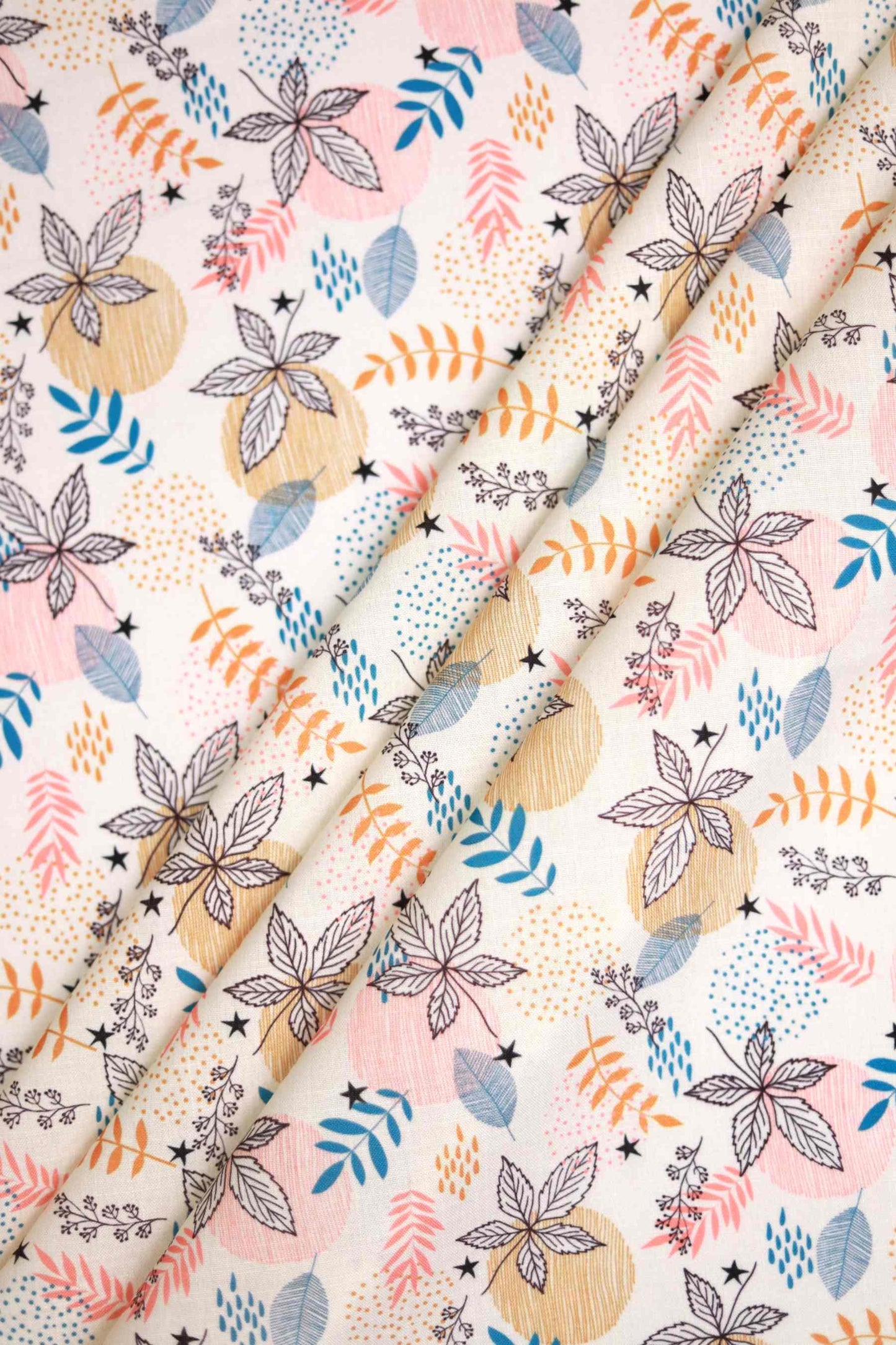 Leaf Mosaic Linen Fabric