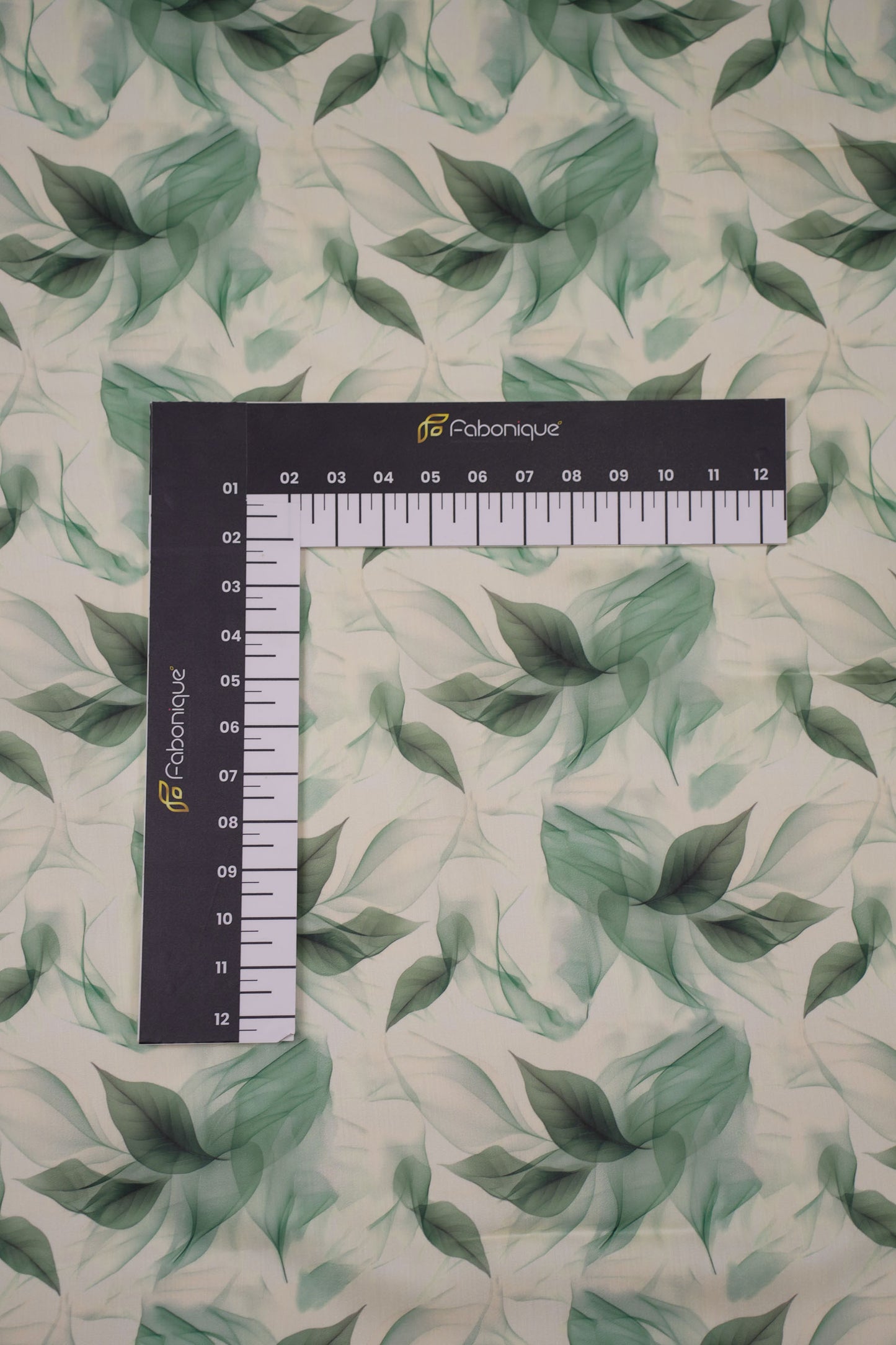 Mint Whisper Leaf Print Chanderi Fabric