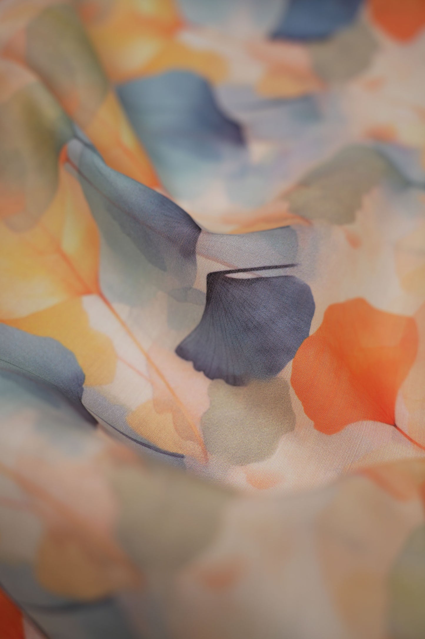 Mystic Ginkgo Leaf Print Chanderi Fabric