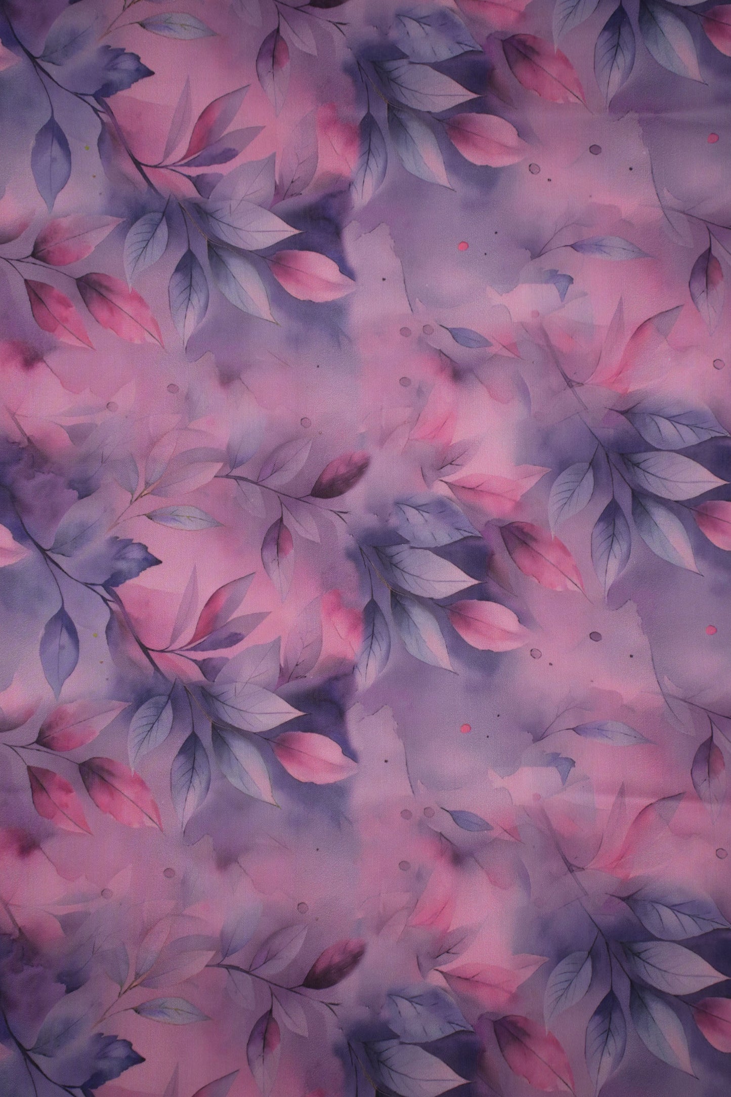 Twilight Botanica Leaf Chanderi Fabric