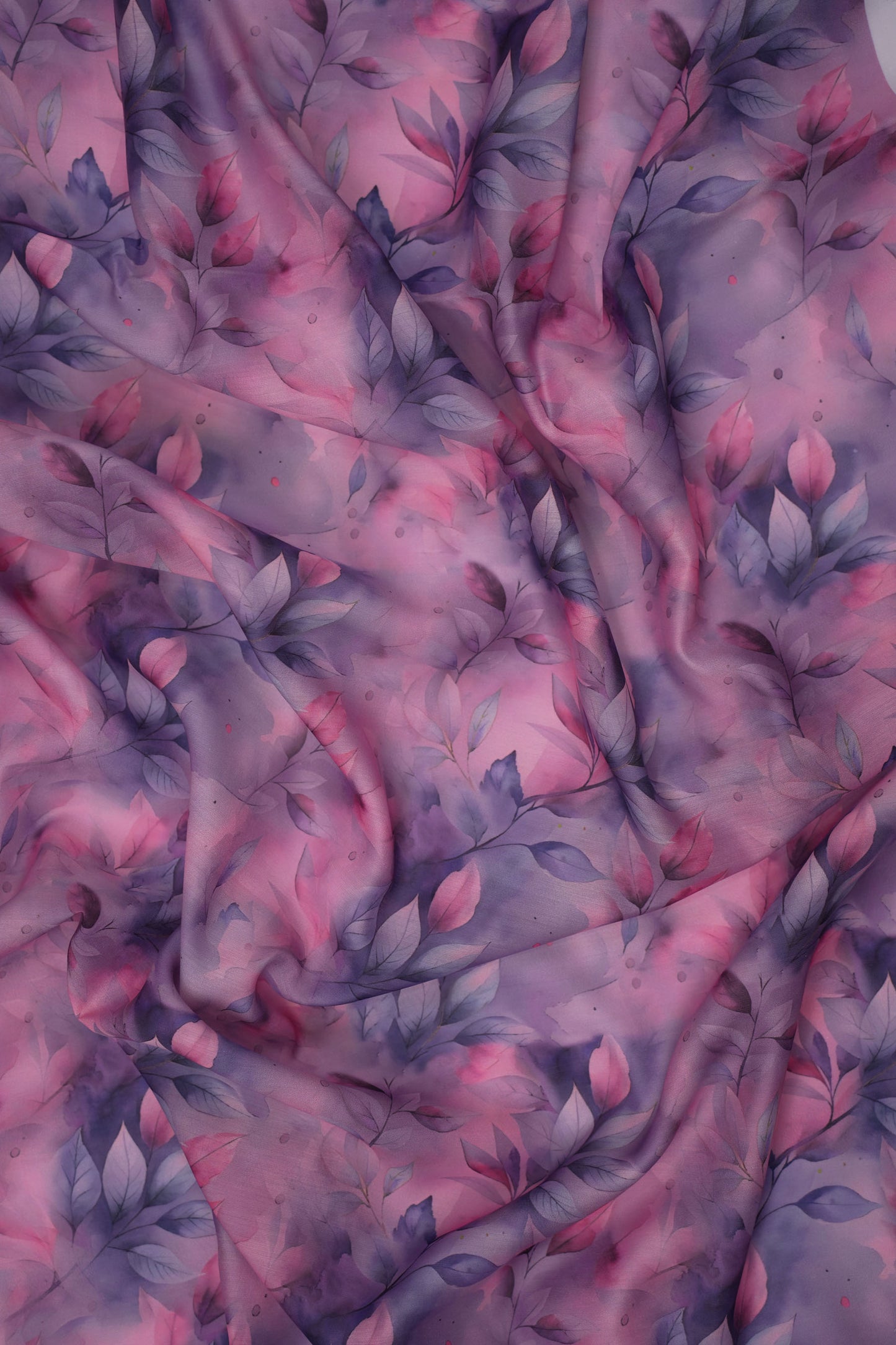 Twilight Botanica Leaf Chanderi Fabric