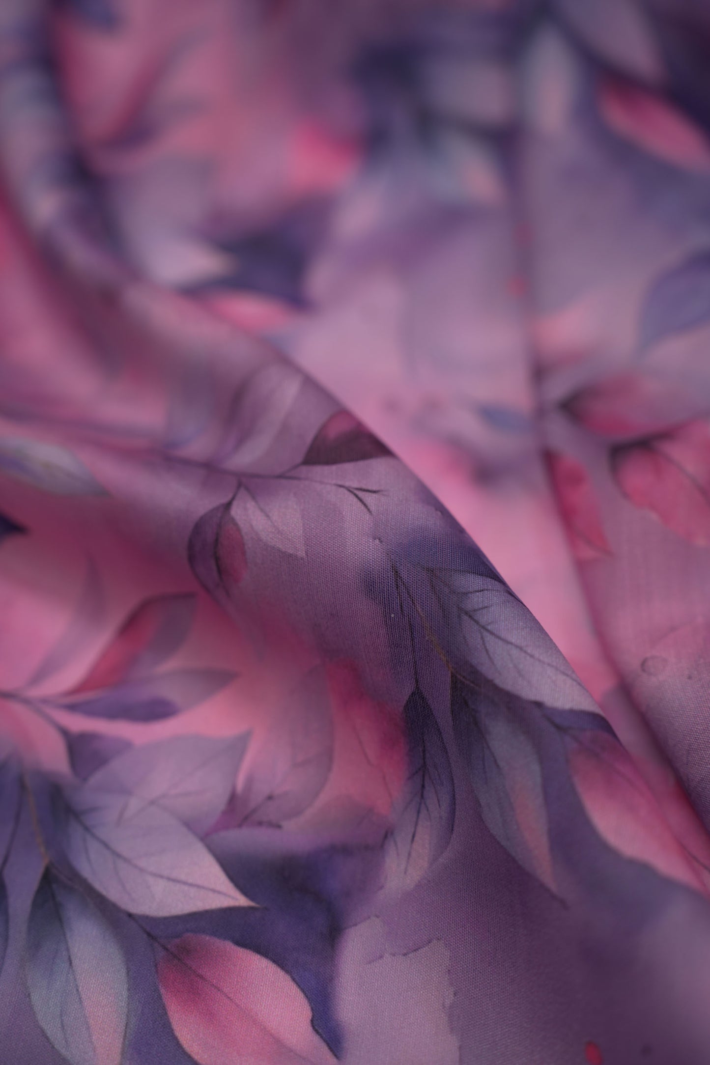 Twilight Botanica Leaf Chanderi Fabric