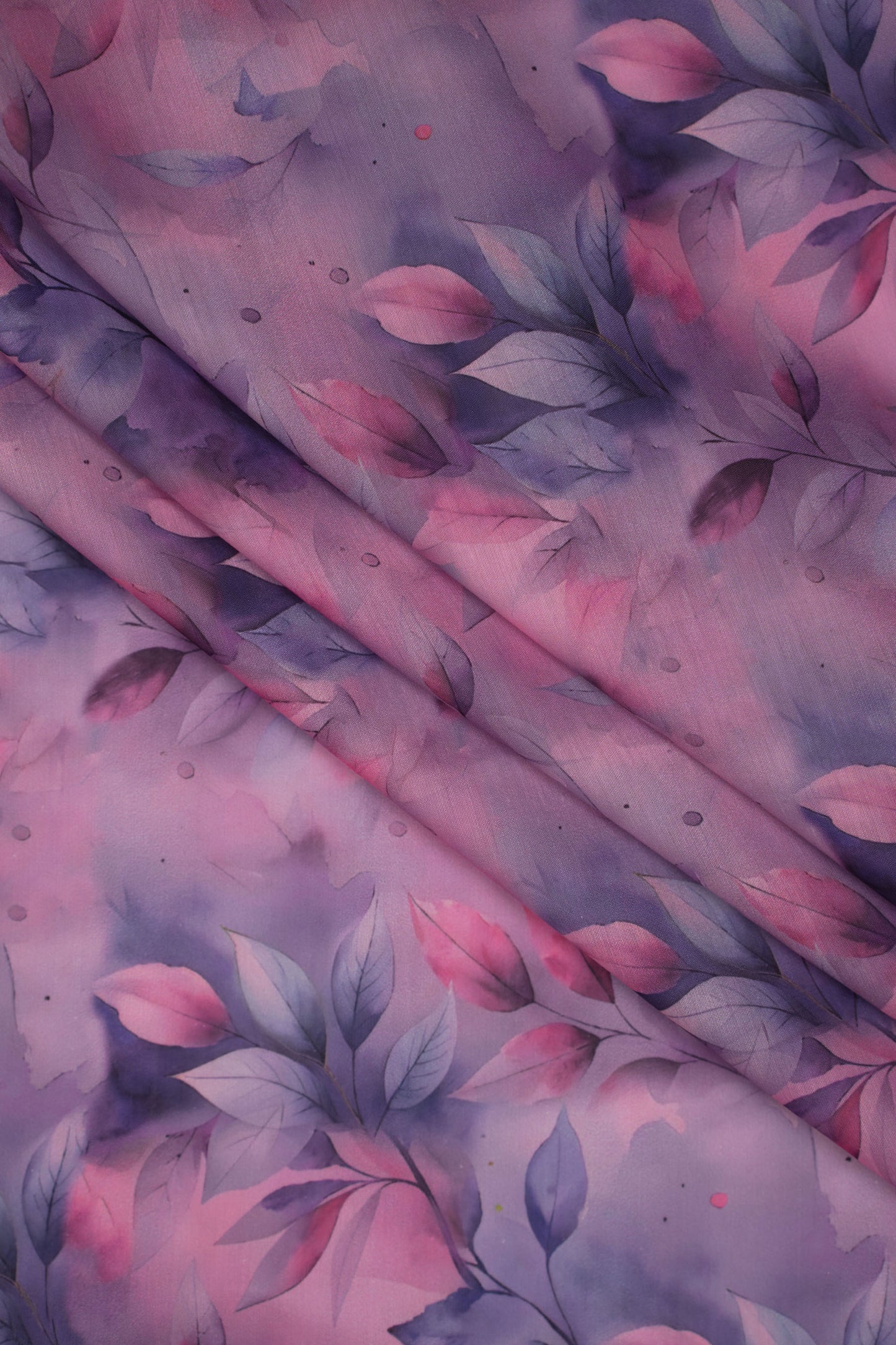 Twilight Botanica Leaf Chanderi Fabric