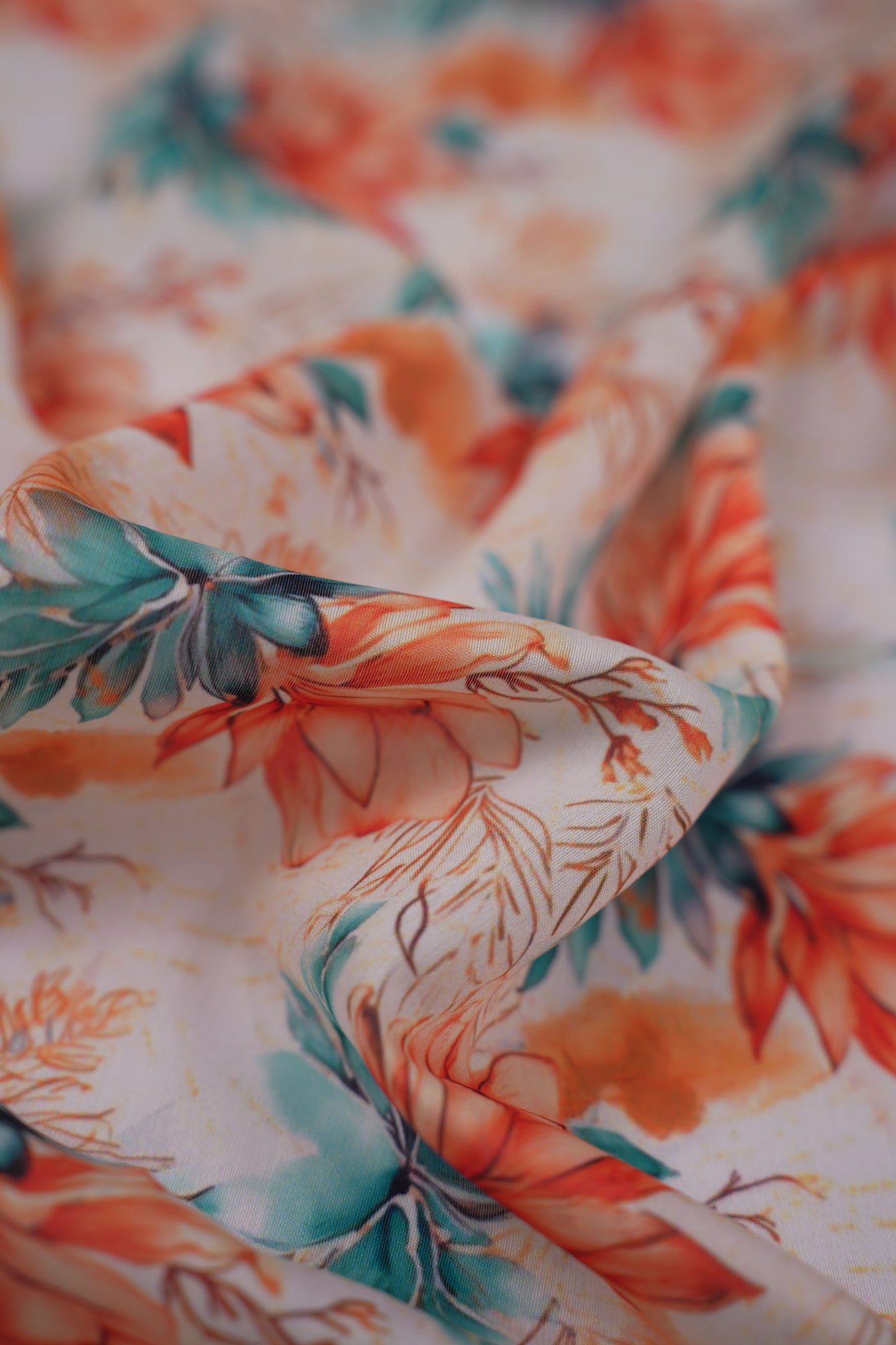 Tropical Rustique Floral Chanderi Printed Fabric
