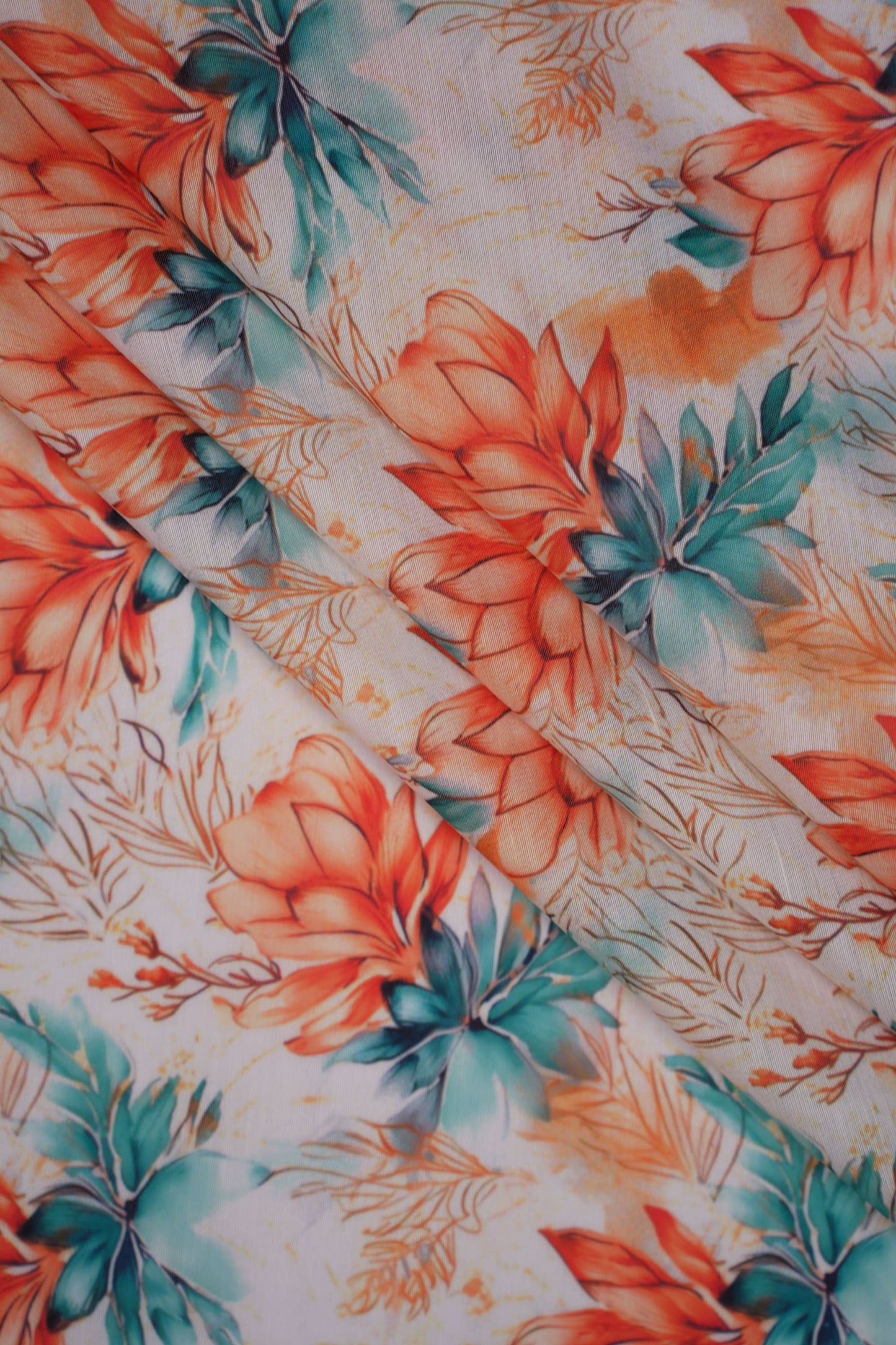 Tropical Rustique Floral Chanderi Printed Fabric