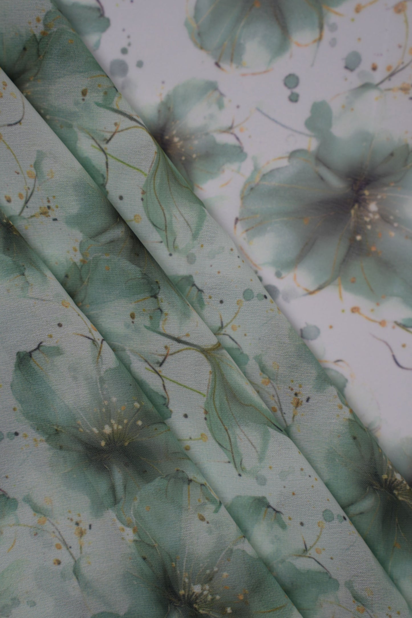 Mint Whisper Floral Weightless Printed Fabric