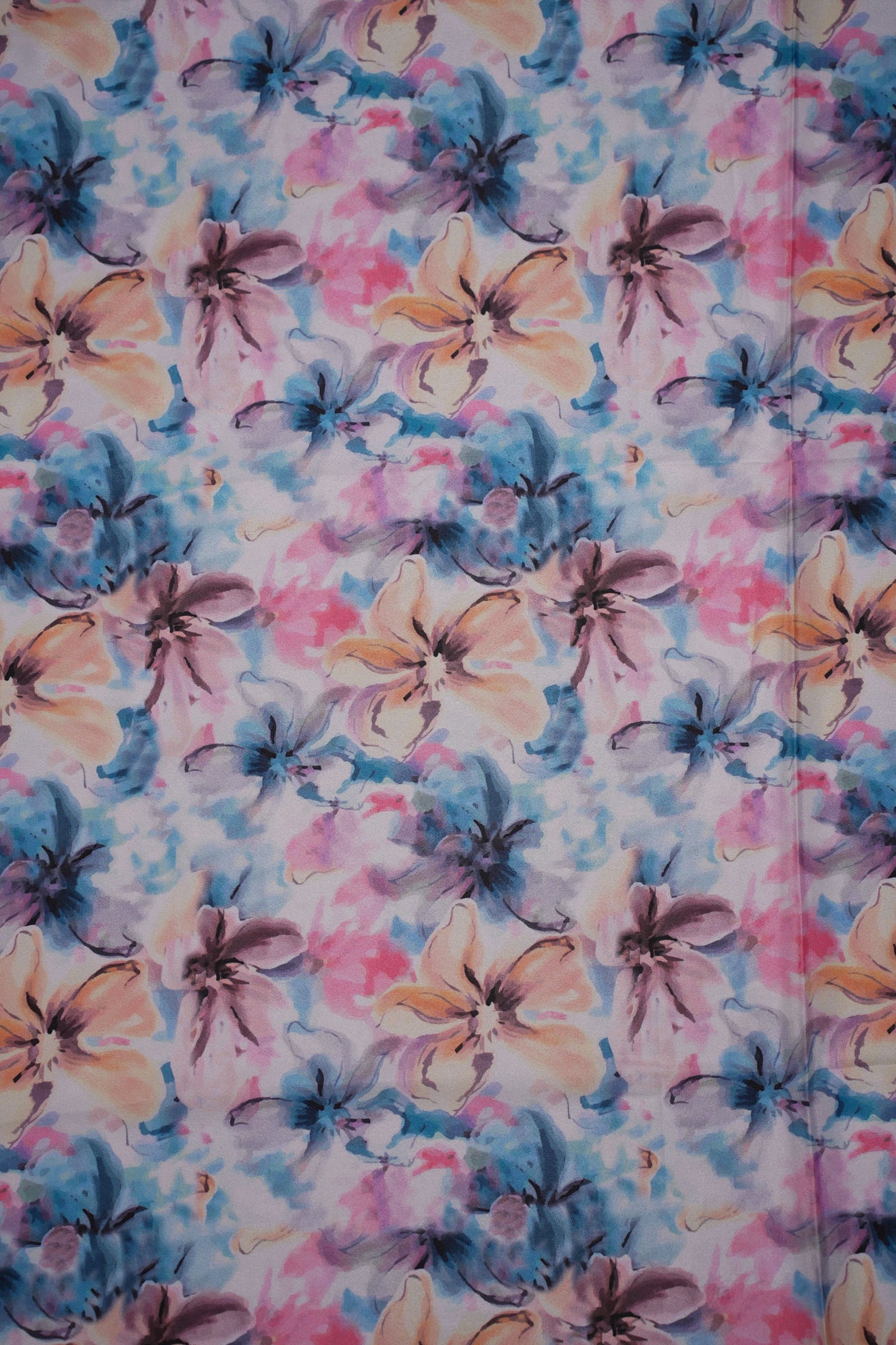 Watercolour Whisper Artistic Floral Silk Crepe Fabric