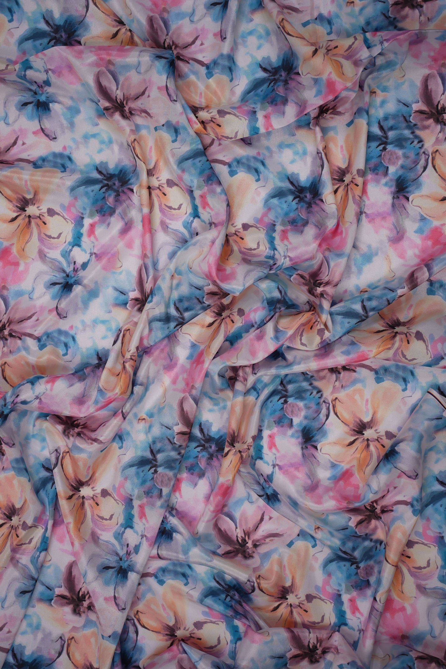 Watercolour Whisper Artistic Floral Silk Crepe Fabric