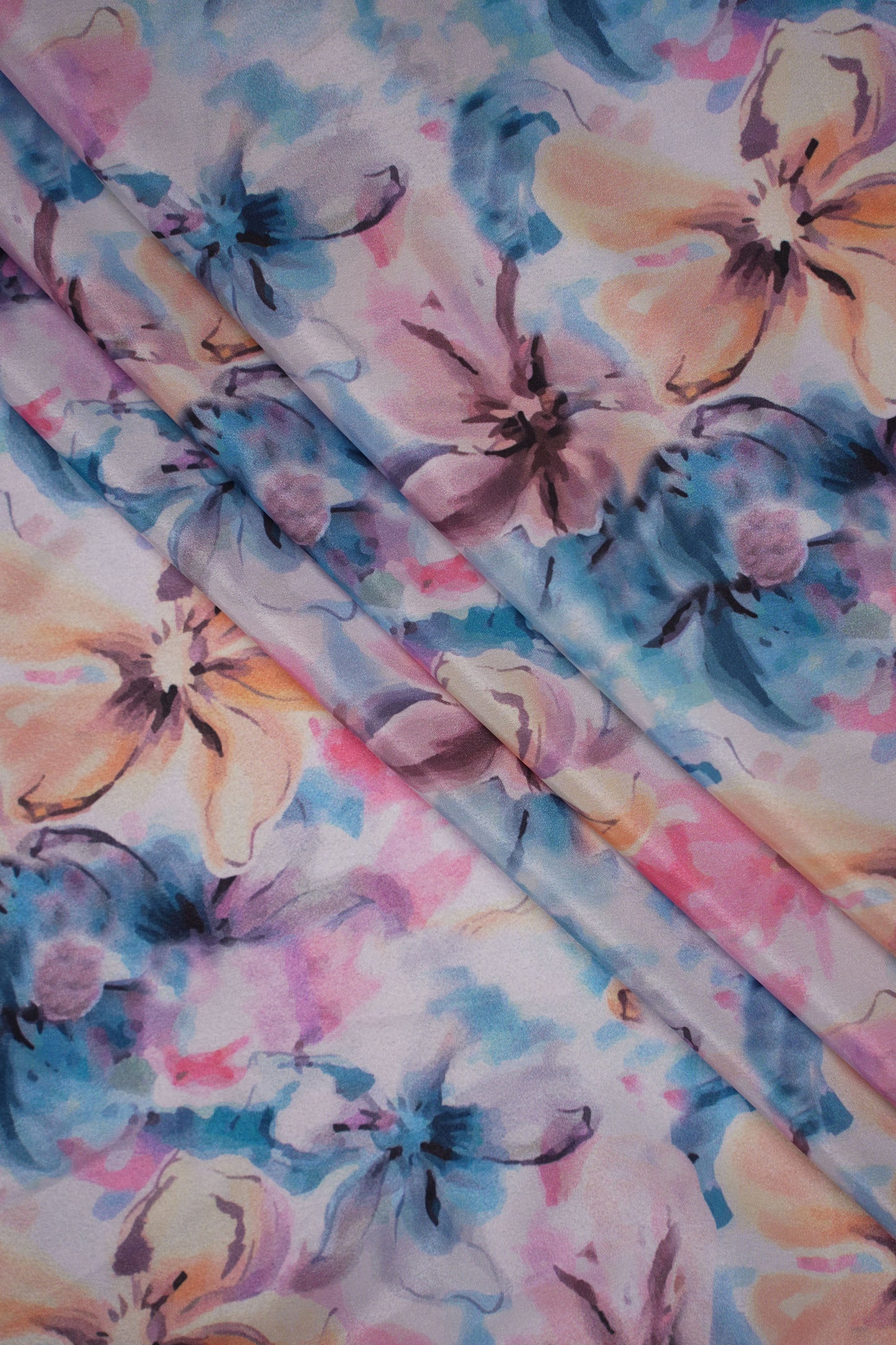 Watercolour Whisper Artistic Floral Silk Crepe Fabric