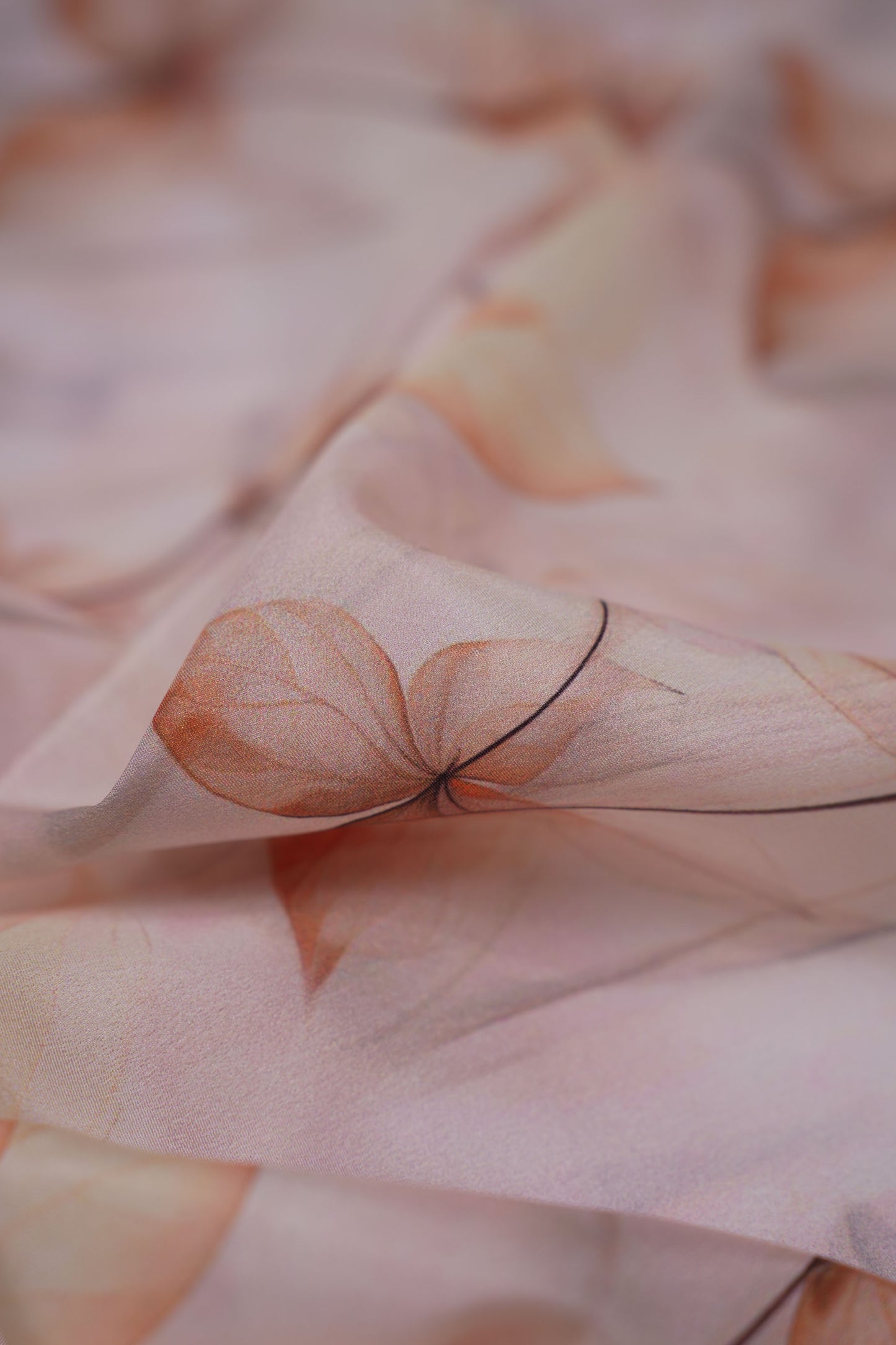 Whispering Veins Botanical Silk Crepe Printed Fabric