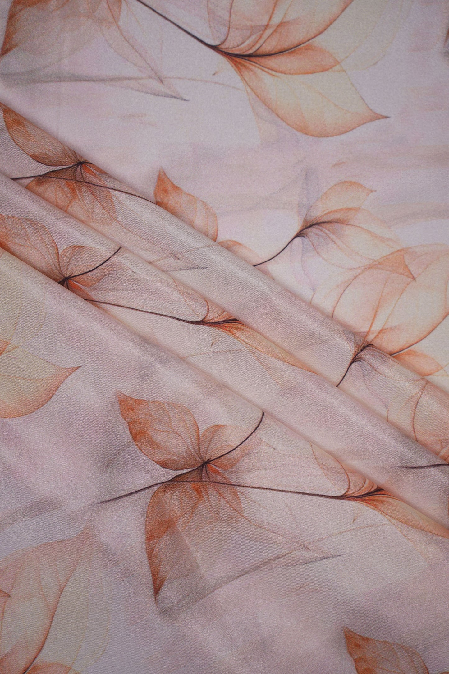 Whispering Veins Botanical Silk Crepe Printed Fabric
