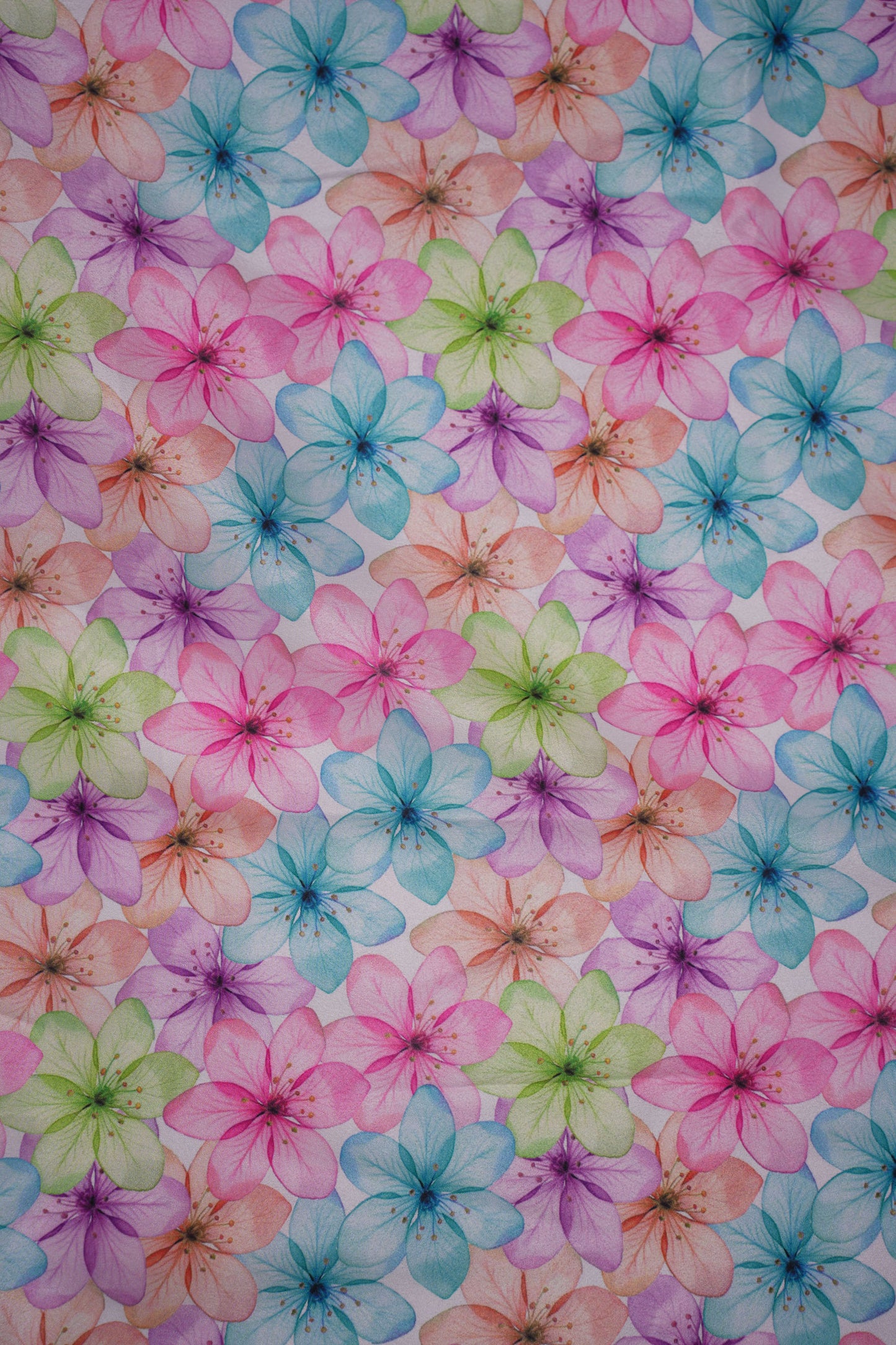 Rainbow Bloom Multi-Color Floral Silk Crepe Fabric