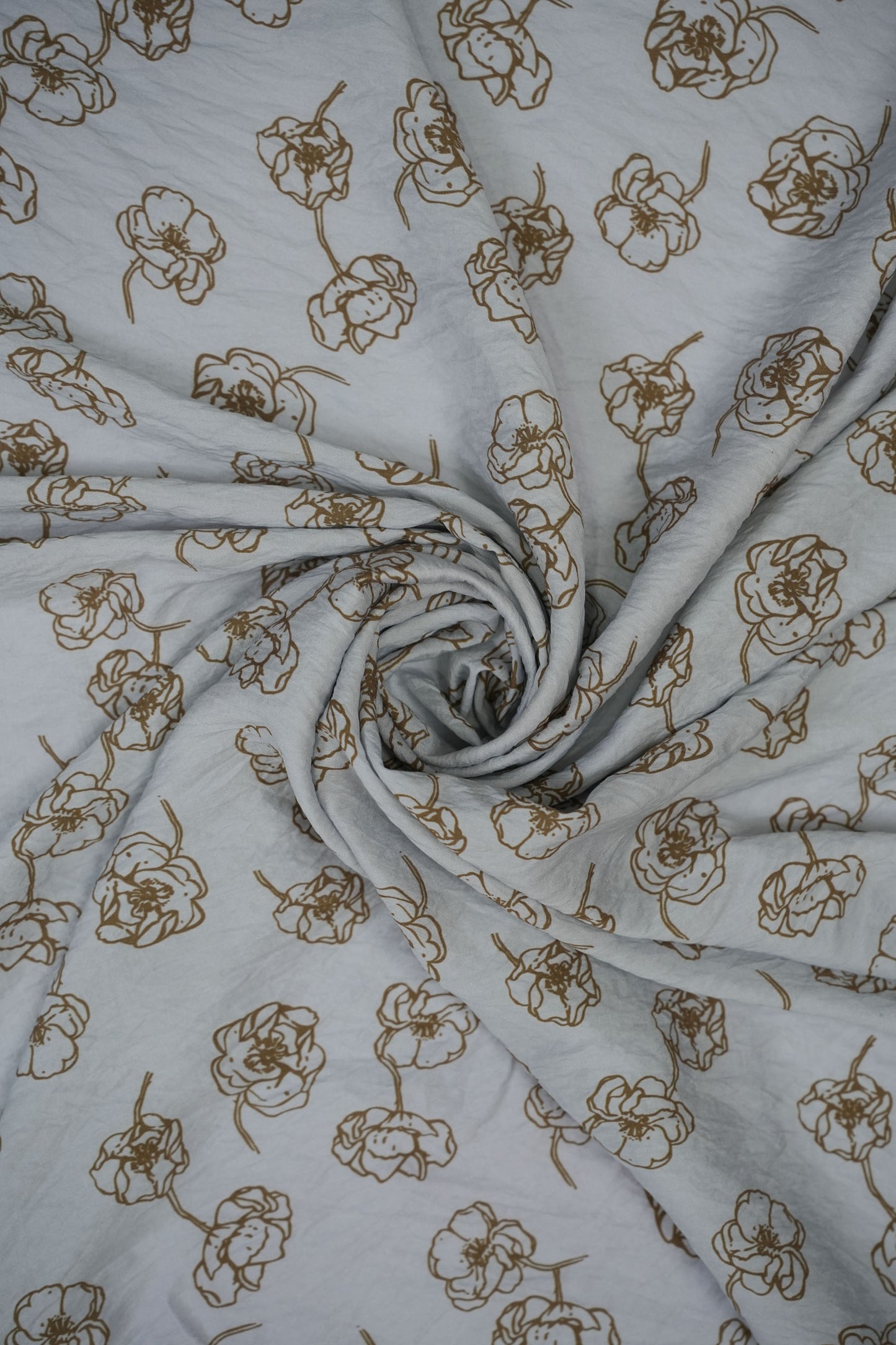 Floral Aura Golden Sketch Viscose Blend Fabric